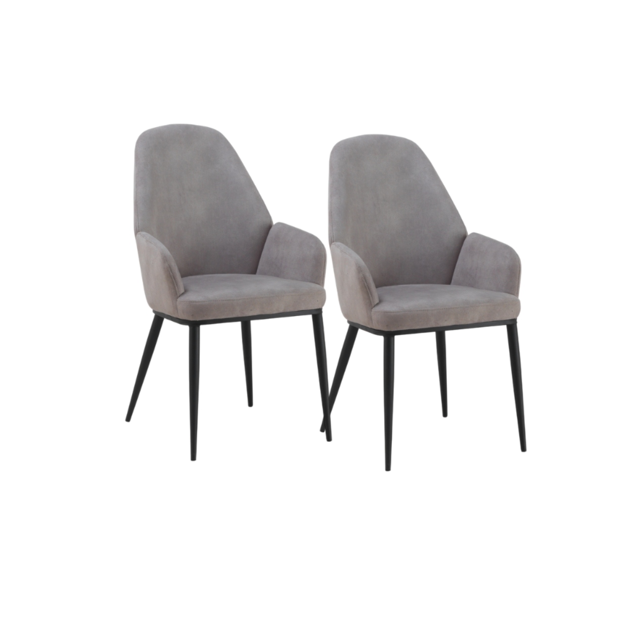 Lot de 2 fauteuils rembourrés gris clair avec pieds métalliques noirs
