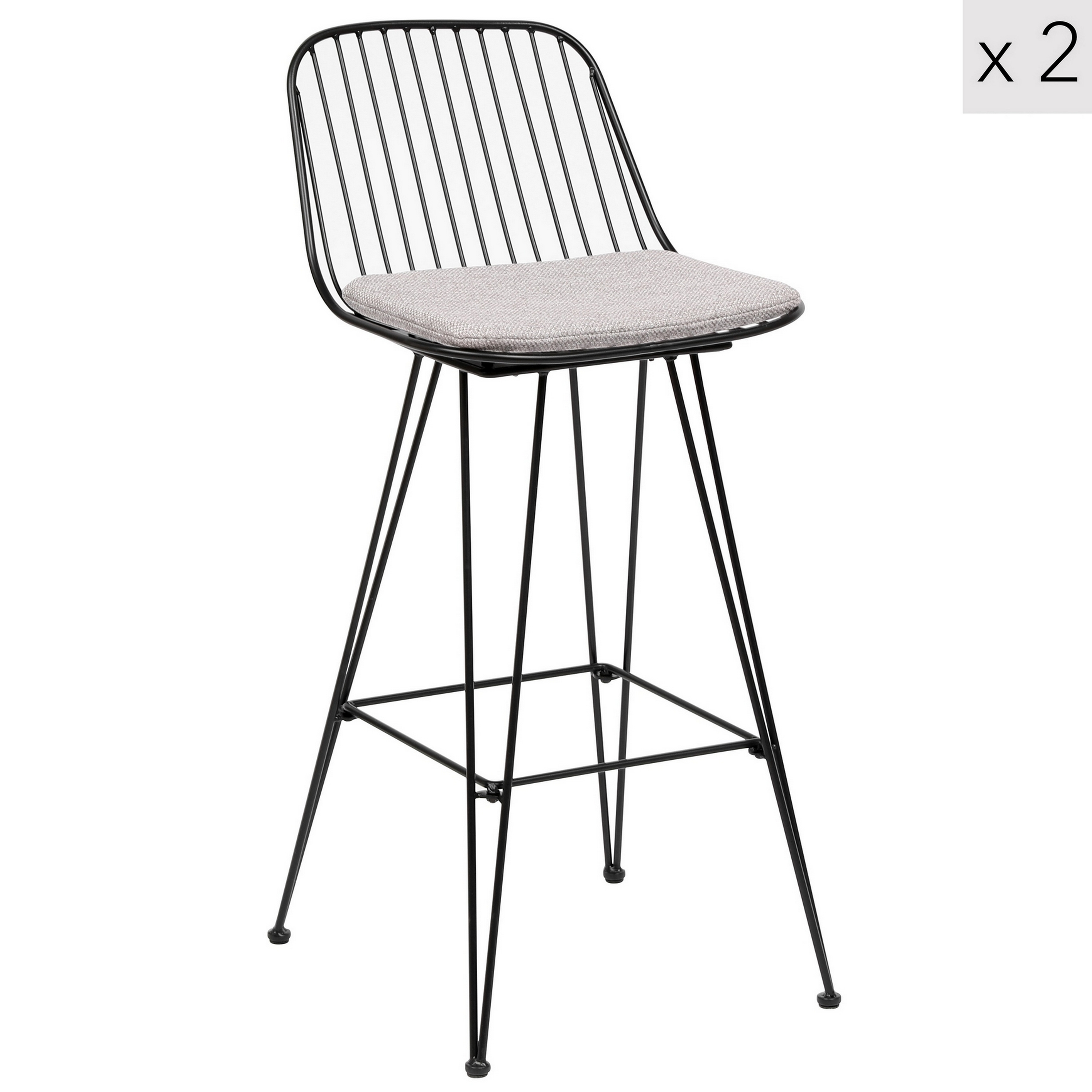 Lot de 2 tabourets de bar industriels en métal gris
