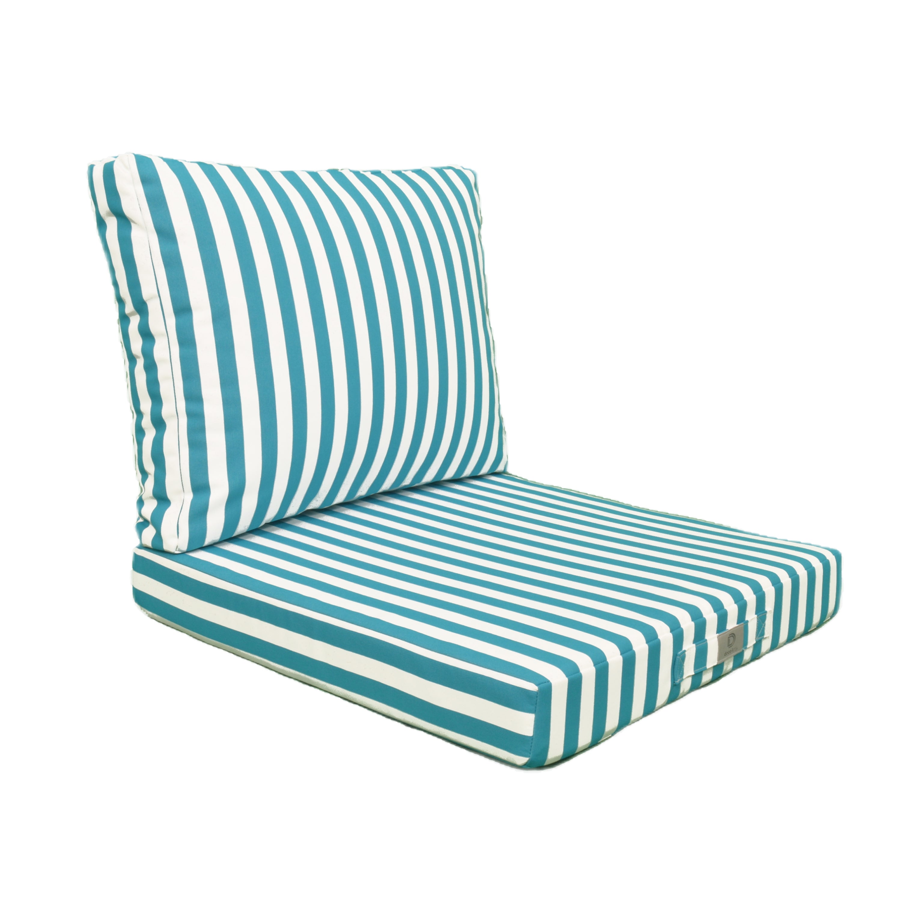 Coussins pour salon de jardin déhoussable 50x50cm rayure turquoise