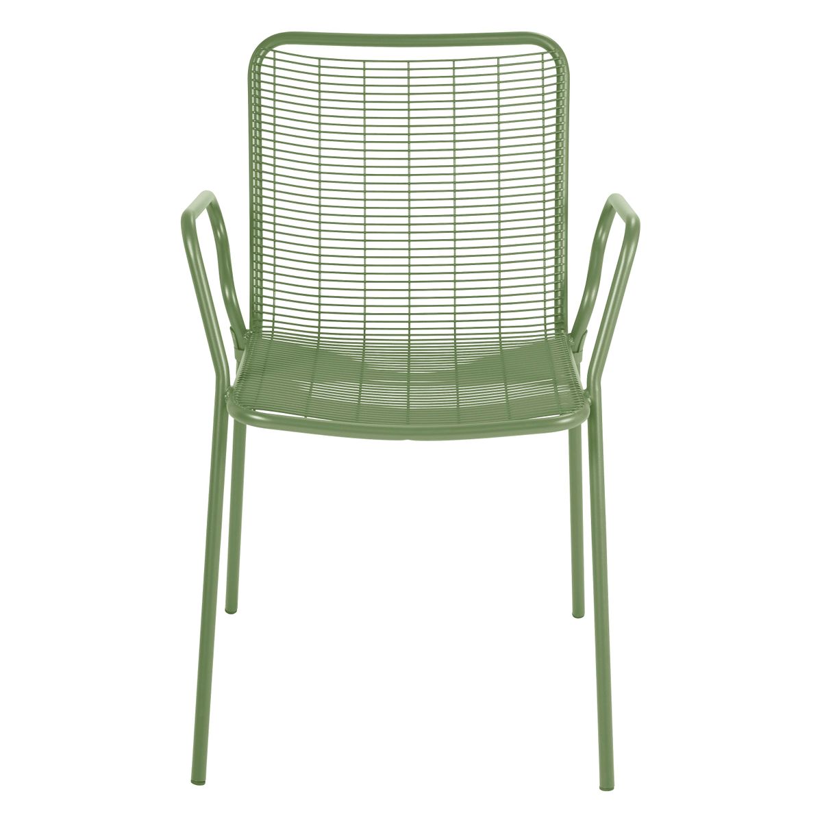 Chaise accoudoirs extérieur métal vert amande