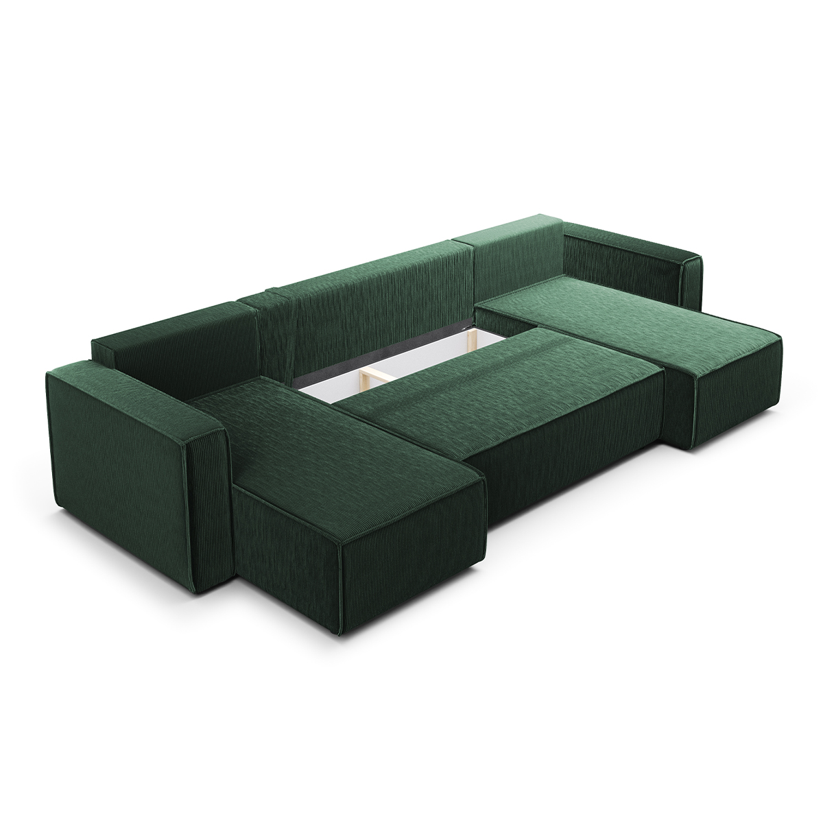 ezekiel - Canapé convertible velours côtelé Vert - Vue supplémentaire 2