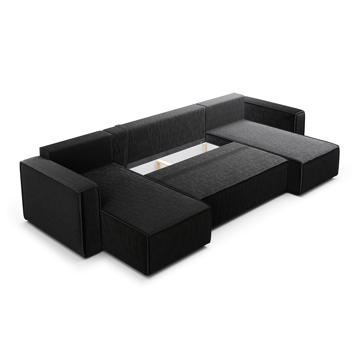 ezekiel - Canapé convertible velours côtelé Noir - Vue supplémentaire 2