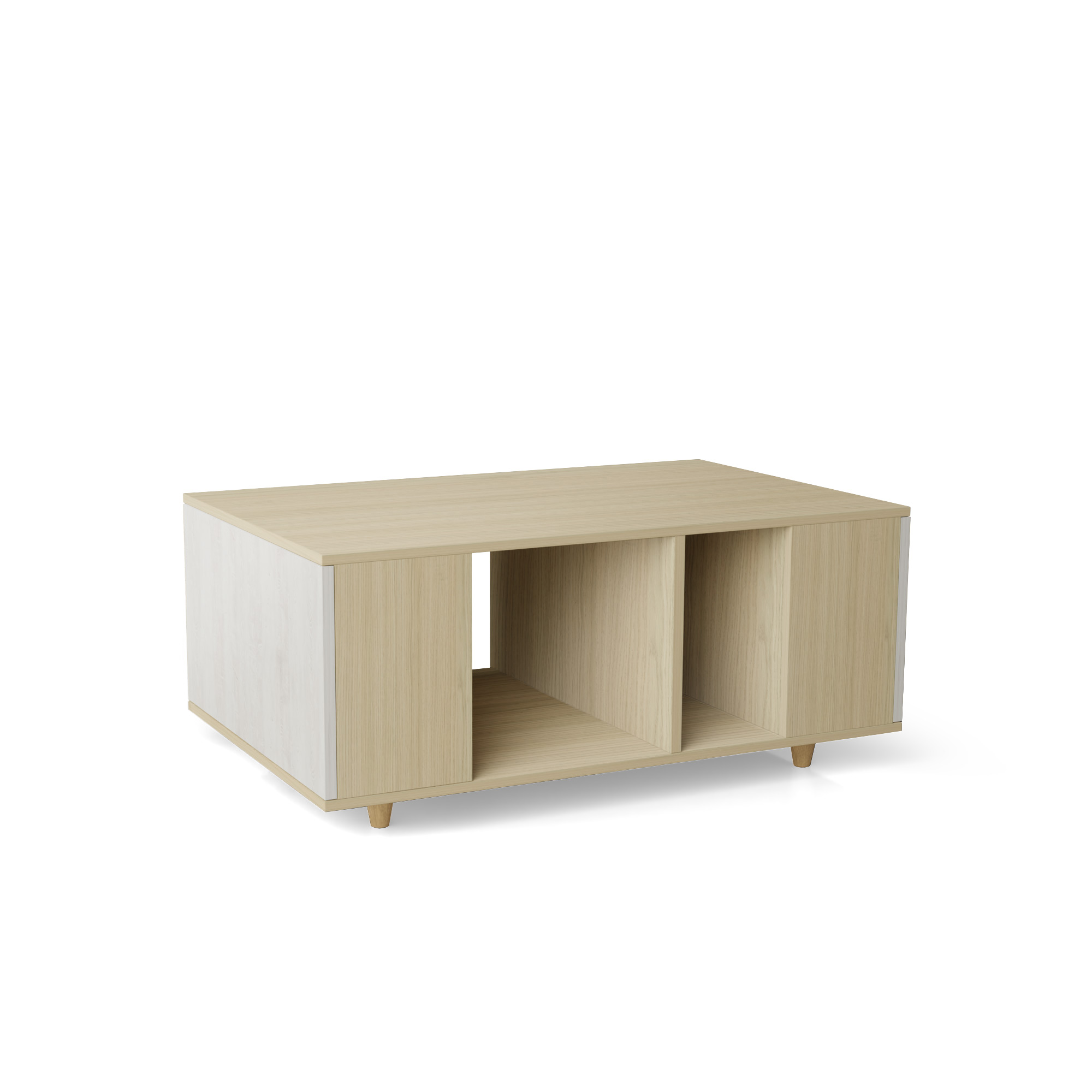 Table basse bois effet chêne clair, 1 porte, texture bois L110 x l60cm
