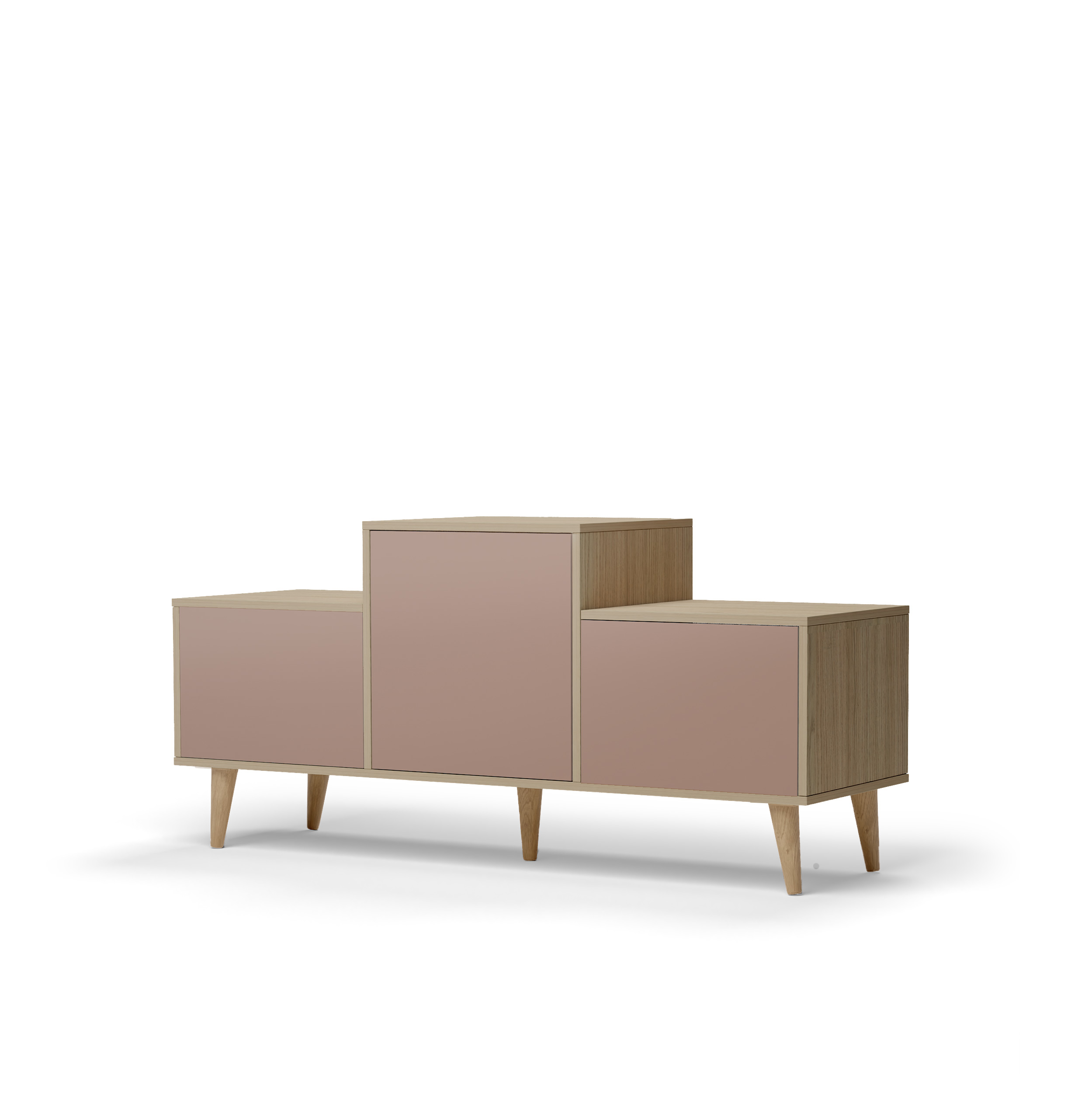 Buffet bois effet chêne clair, 3 portes orange clair L127,40xH60,5cm