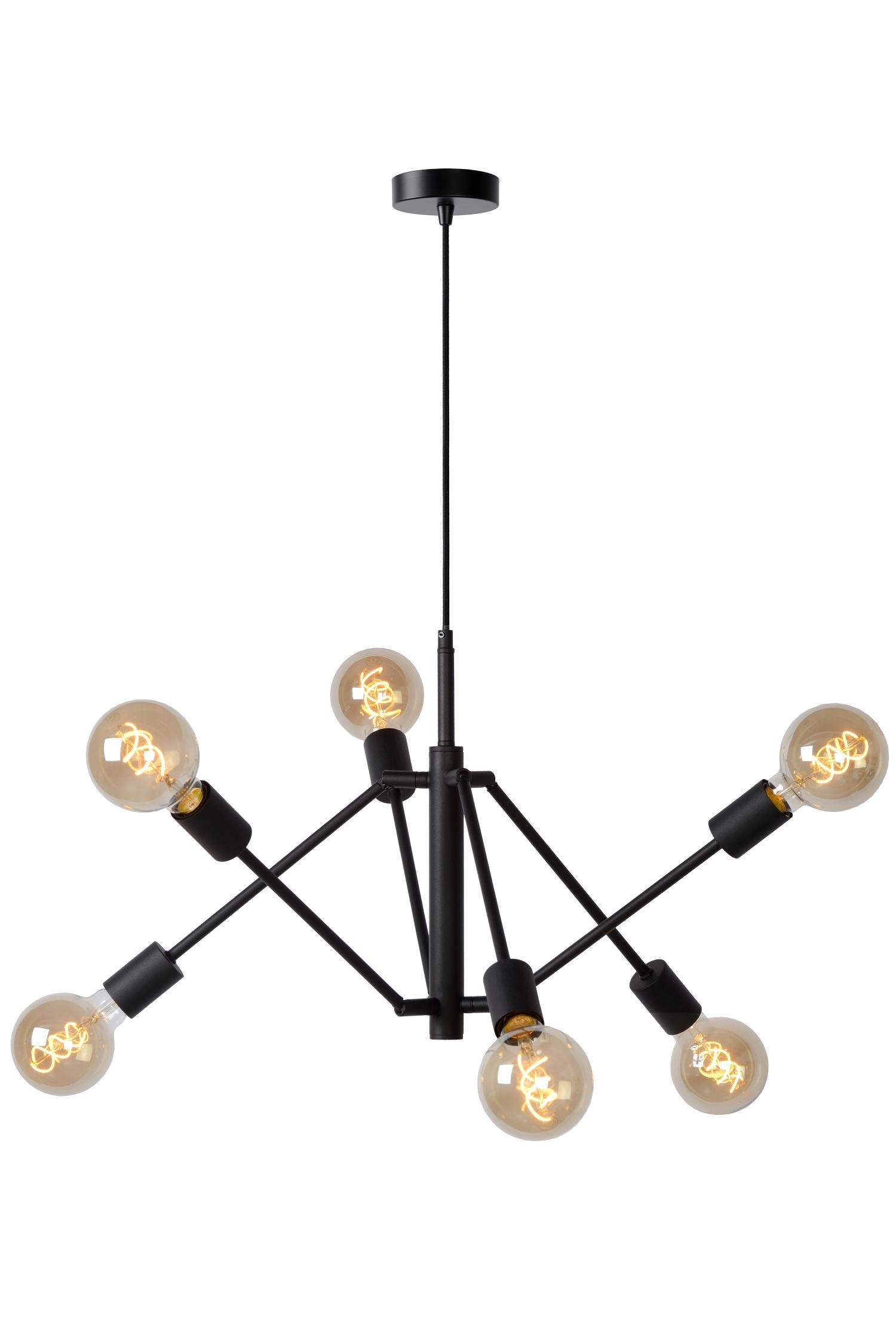 Suspension 6 lumières orientable h177cm noir