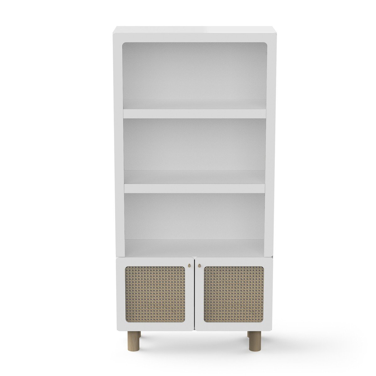 Bibliothèque 2 tablettes et 2 portes H175,5 cm – Blanc