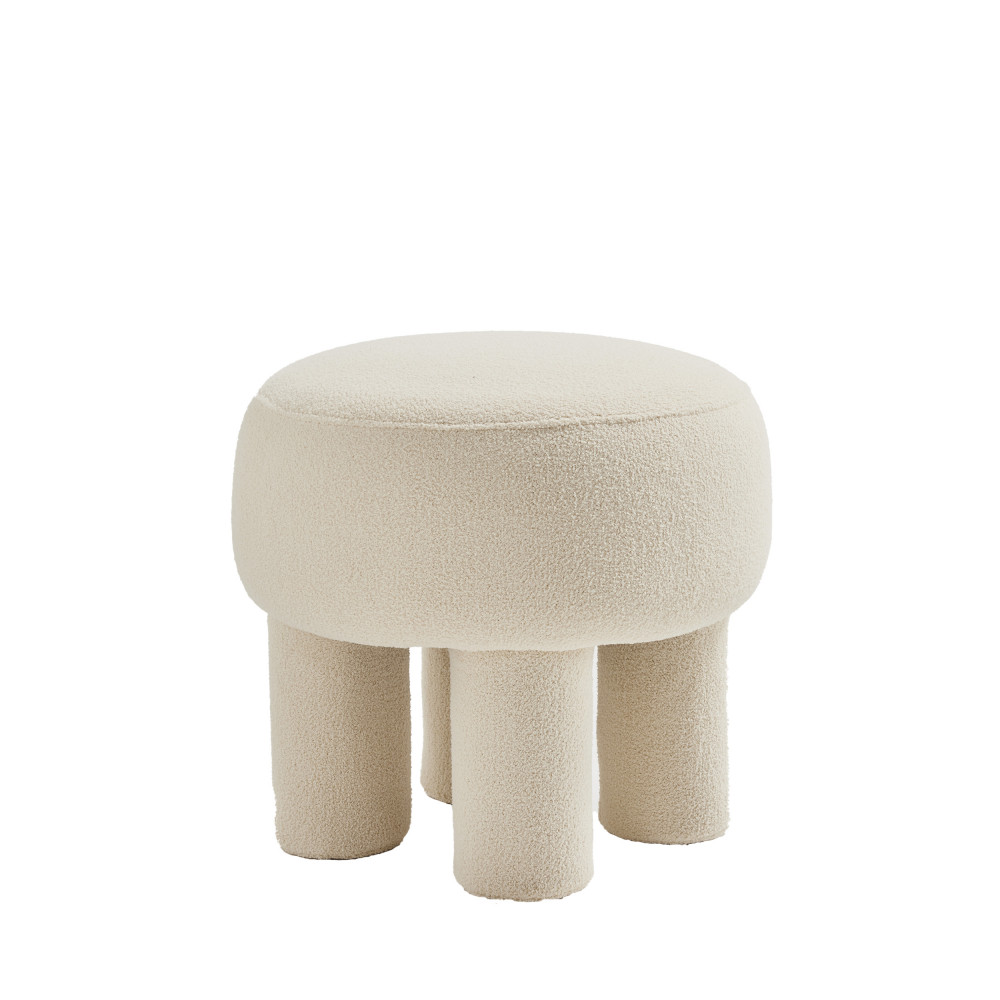 Tabouret rond en tissu bouclette ø43cm – Crème