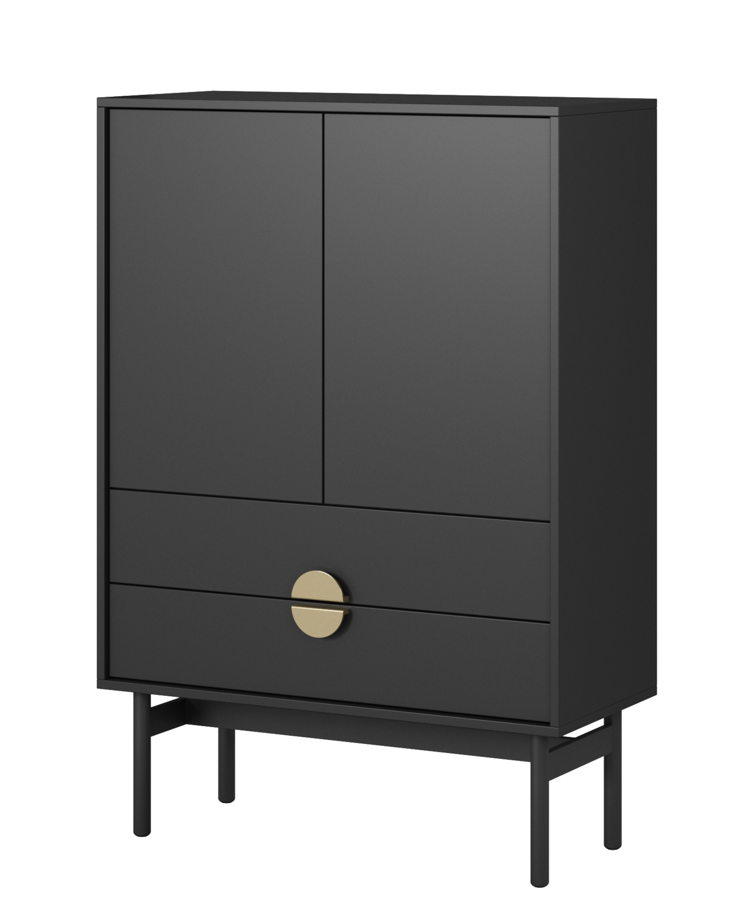 Buffet haut 2 portes et 2 tiroirs noir 85 cm