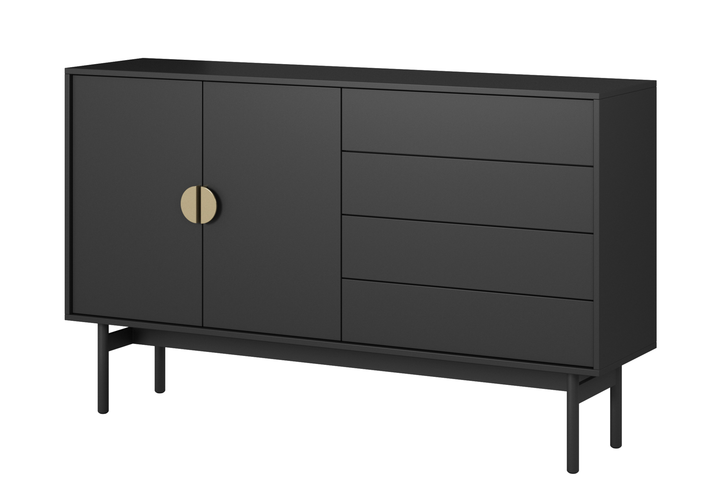 Buffet 2 portes et 4 tiroirs noir 154 cm