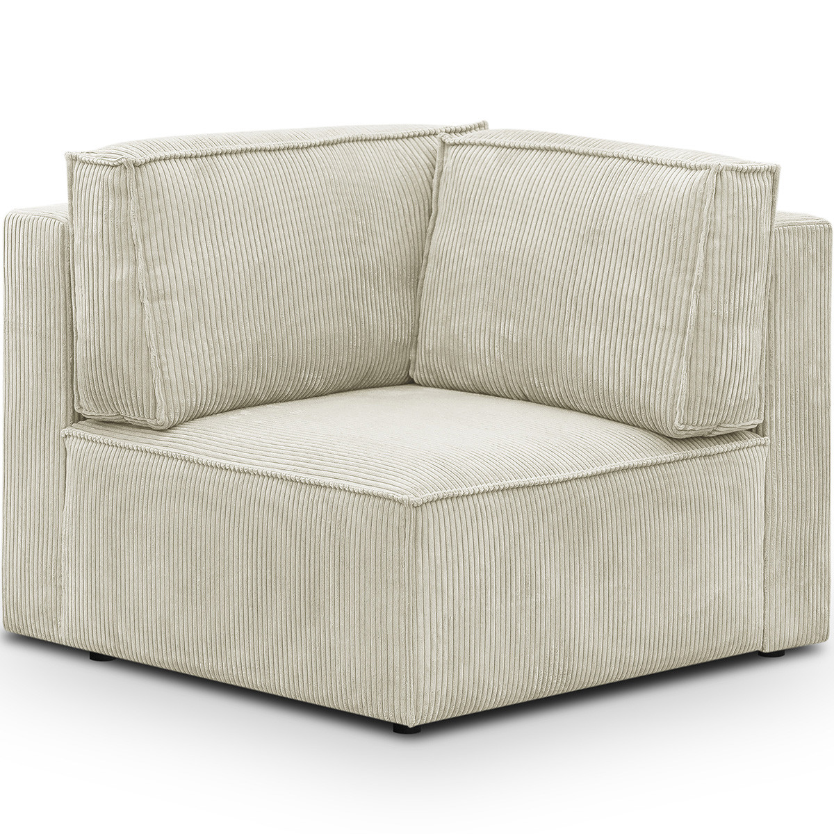 Module d’angle à droite en velours côtelé beige