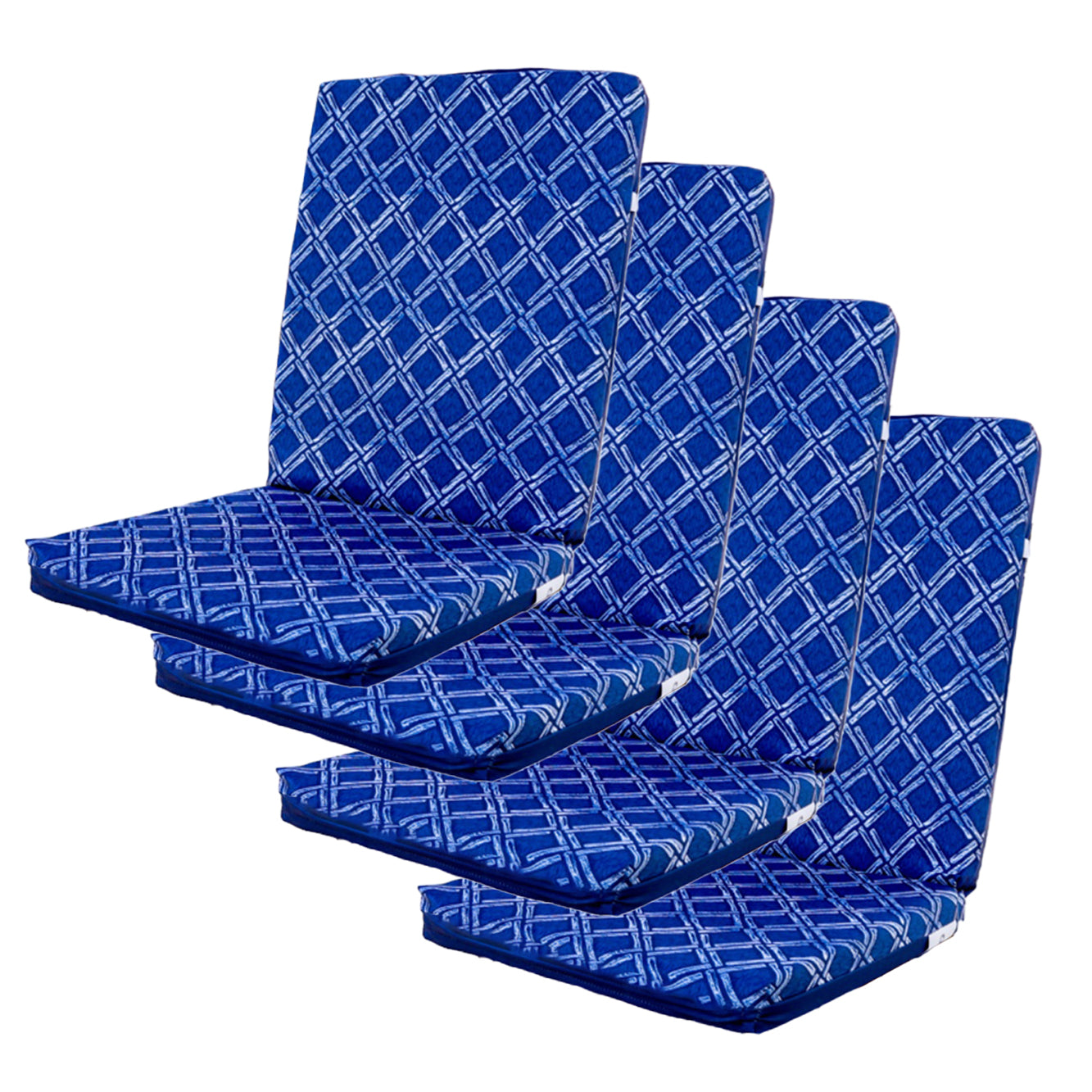 Lot de 4 Coussins pour chaises motif Nautique Bleu 95 x 40 cm