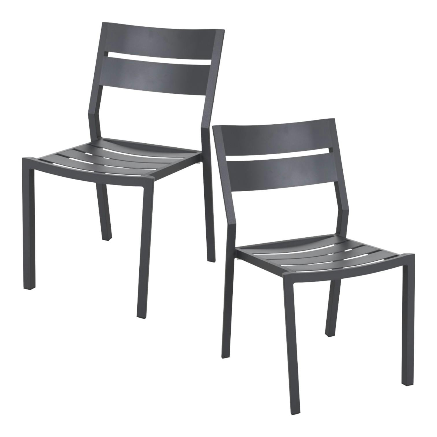 Lot de 2 chaises de jardin en aluminium gris ardoise