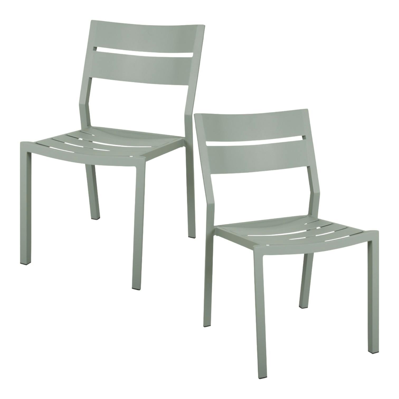 Lot de 2 chaises de jardin en aluminium vert argile