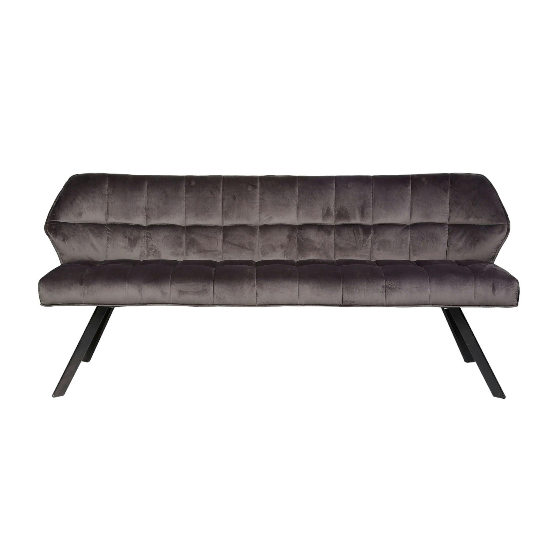 Banquette de salle à manger matelassée en velours gris L180cm
