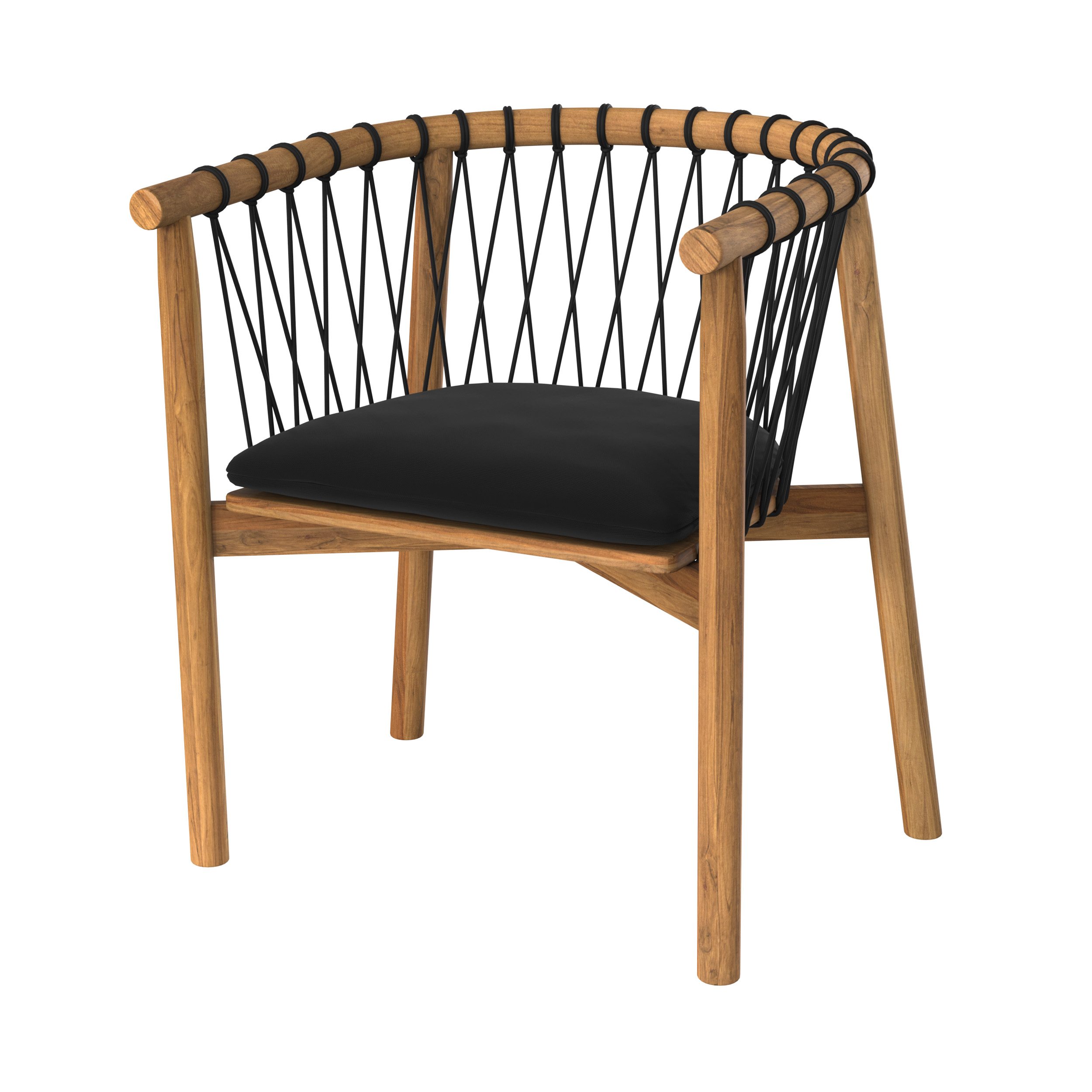 Chaise de jardin en bois de teck et tissu noir