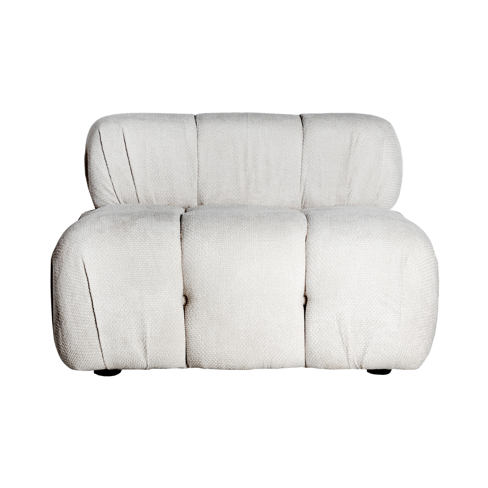 Module canapé central en polyester blanc cassé 93x93x63 cm