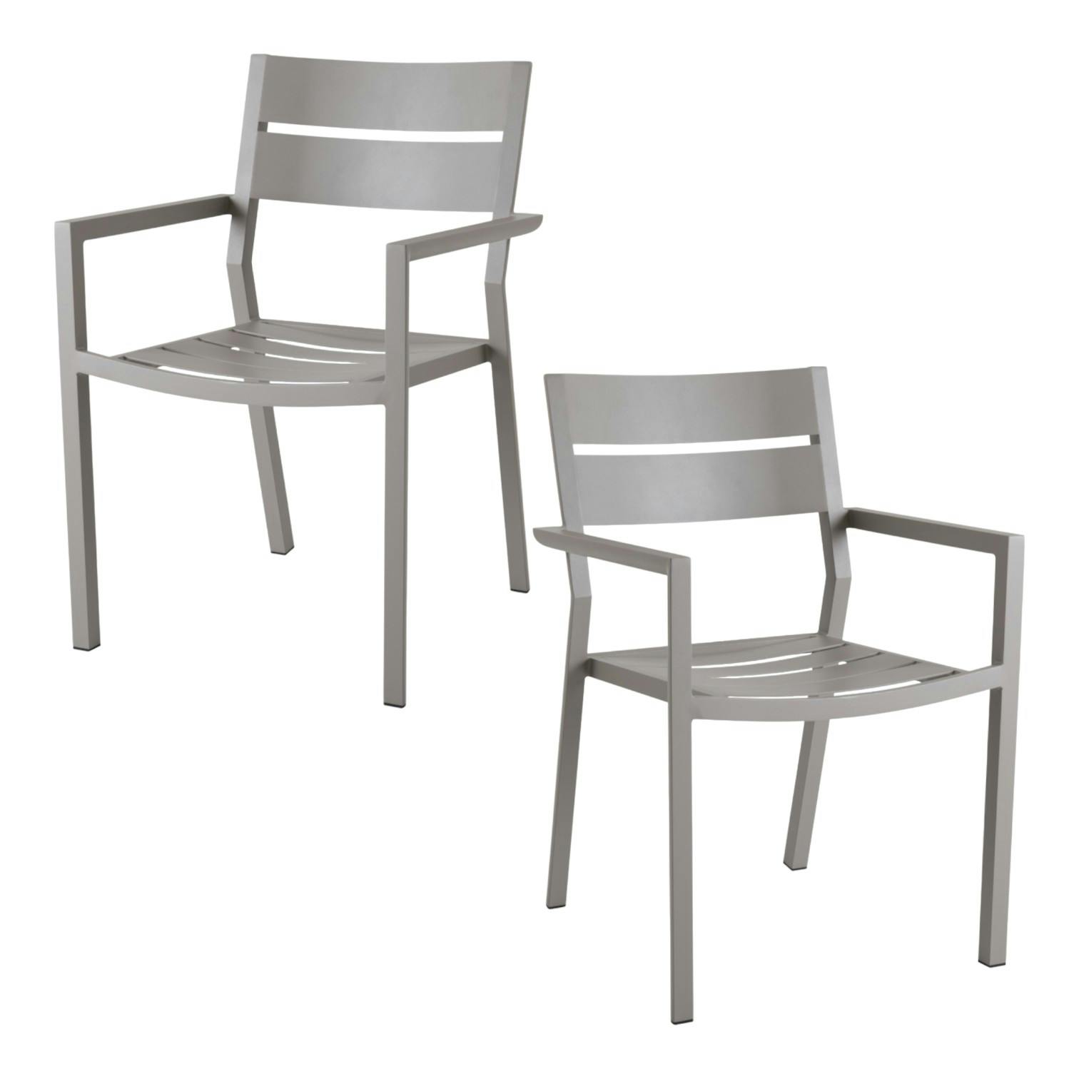 Lot de 2 fauteuils de jardin en aluminium gris sable