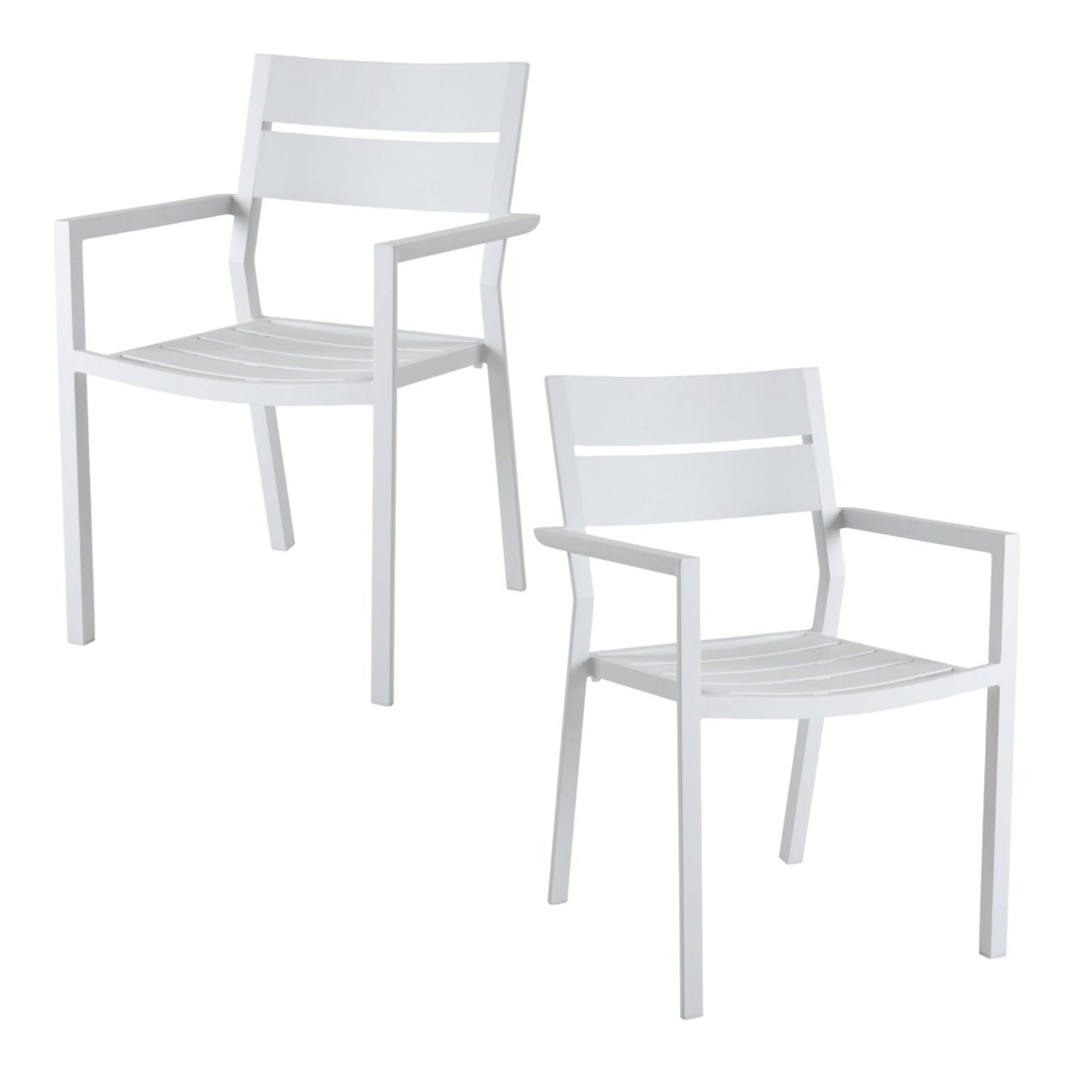 Lot de 2 fauteuils de jardin en aluminium blanc