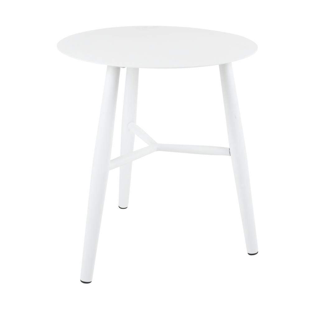 Bout de canapé de jardin rond en aluminium blanc D45cm