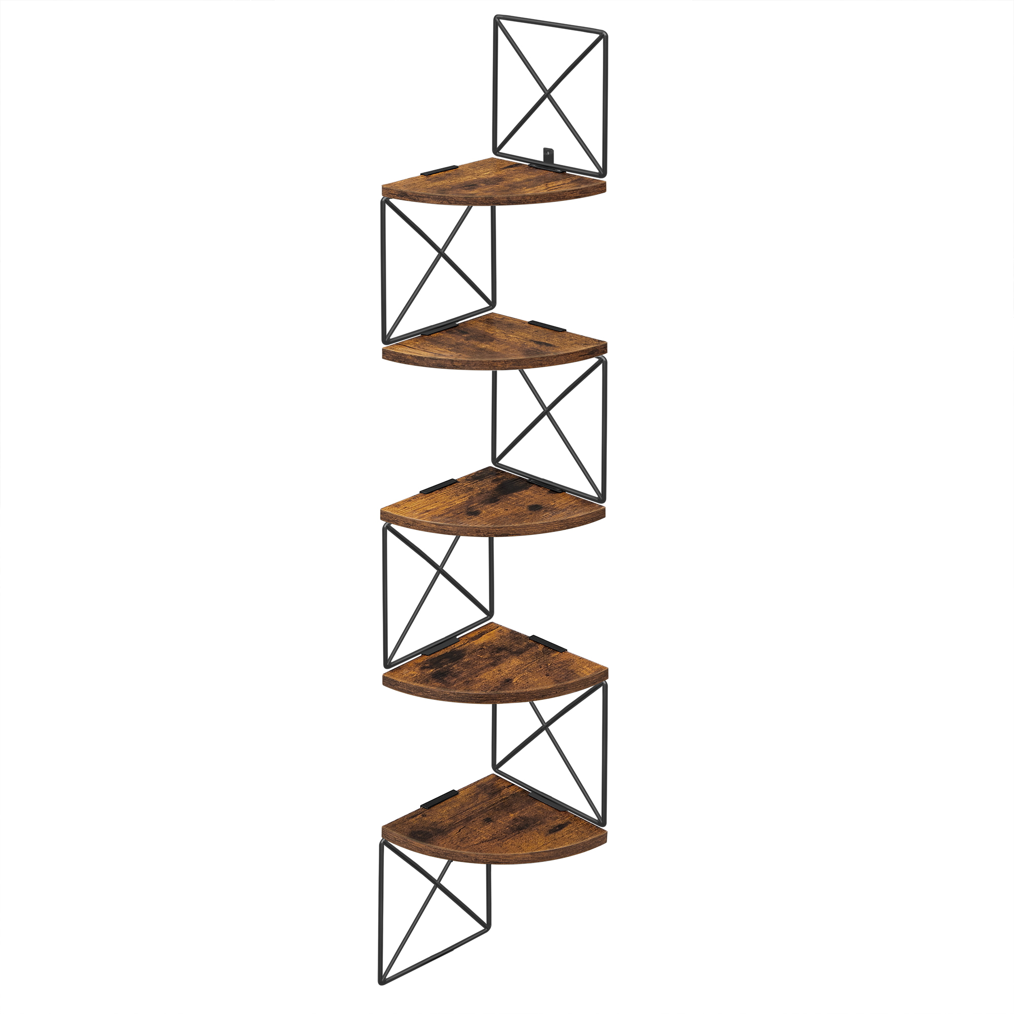Étagère murale à 5 niveaux effet bois marron rustique et noir