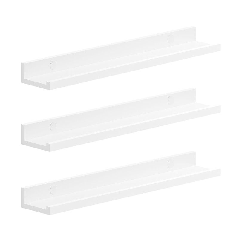 Étagère murale suspendue lot de 3 longueur 60 cm blanc