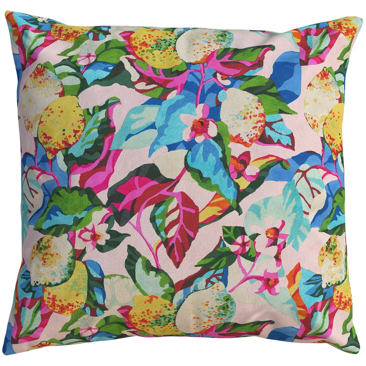 Housse de coussin extérieur imprimé citrons 60x60