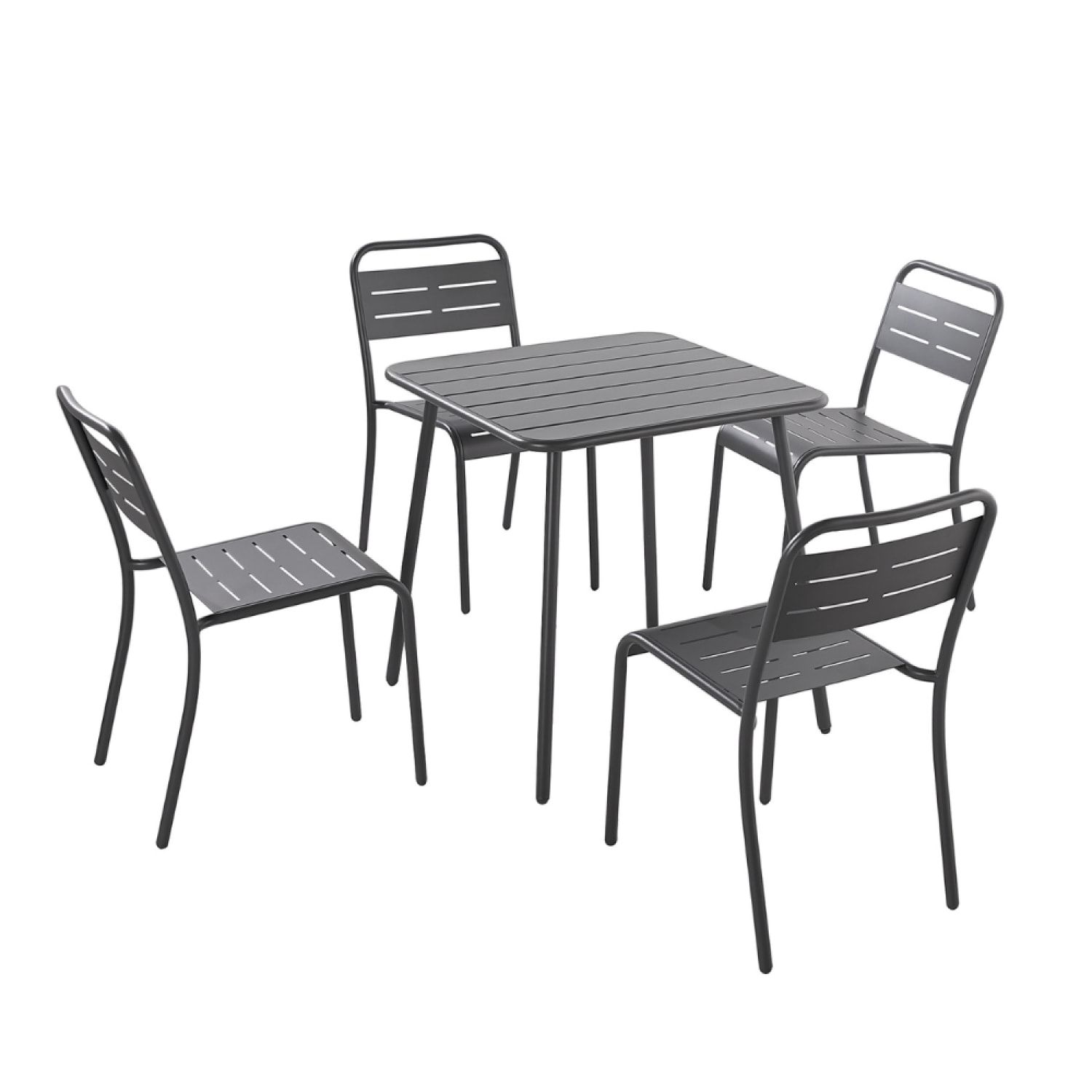 Ensemble table + chaises gris foncé 4 places