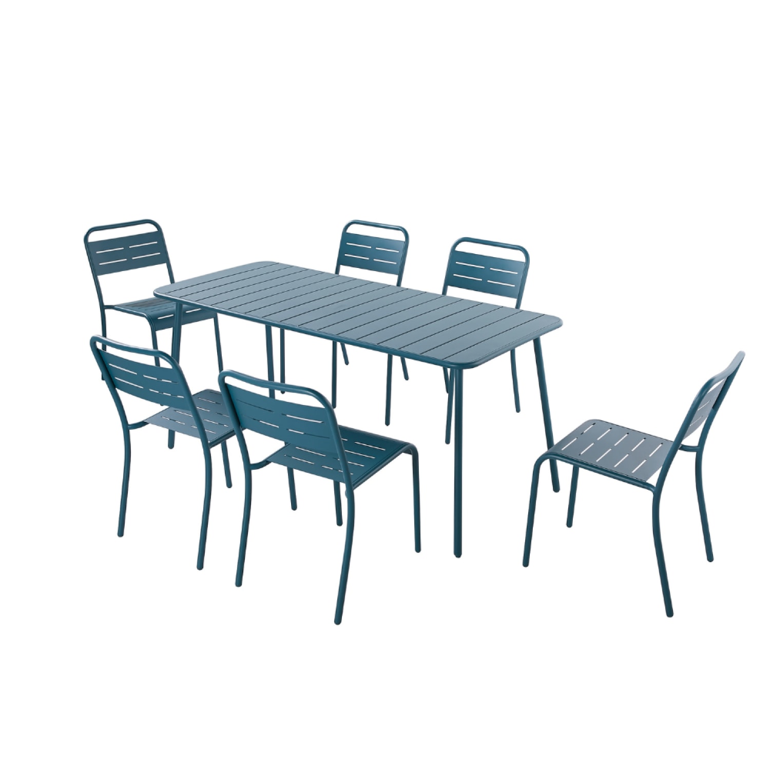 Ensemble table et chaises 6 personnes bleu