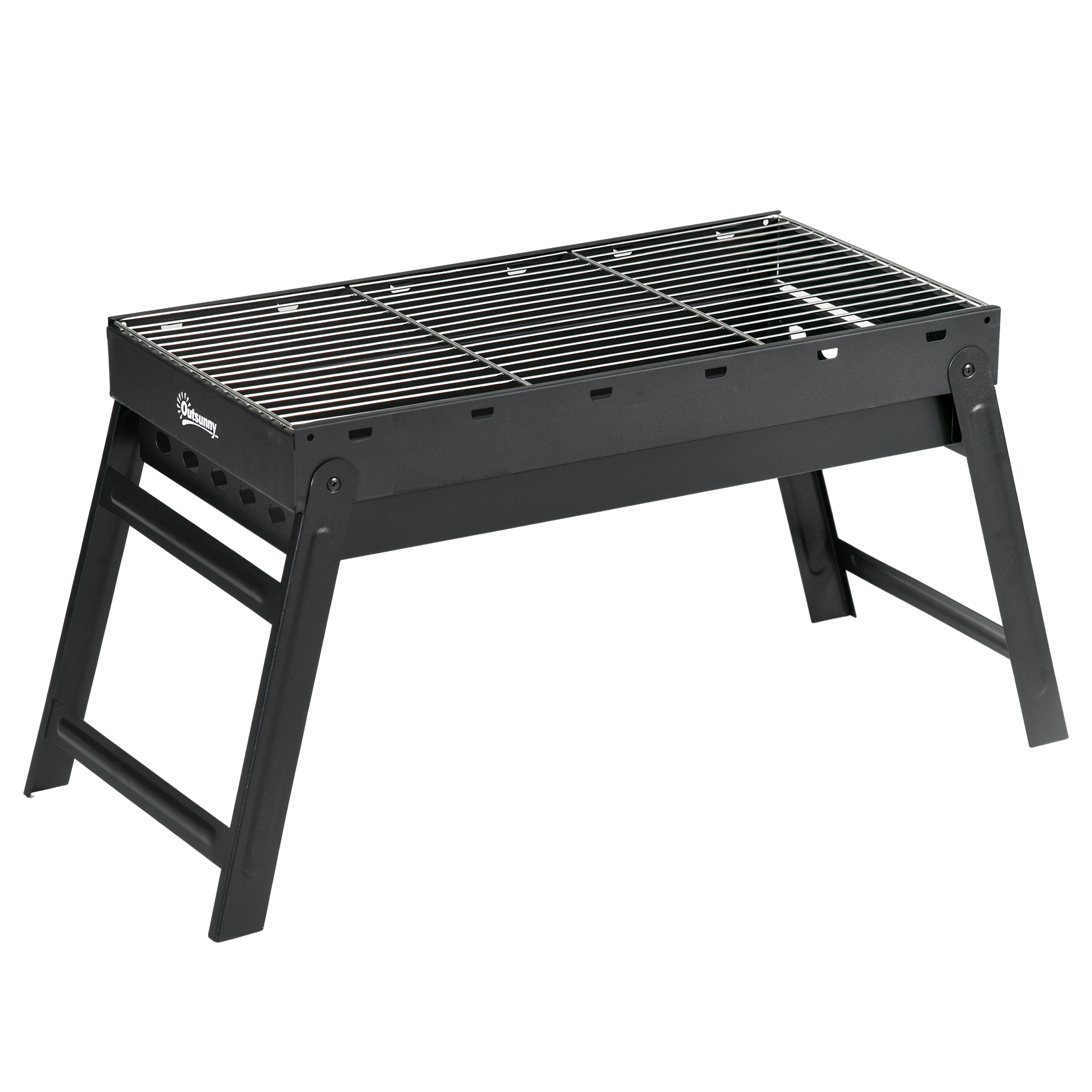 Barbecue à charbon pliable portable avec grille acier noir