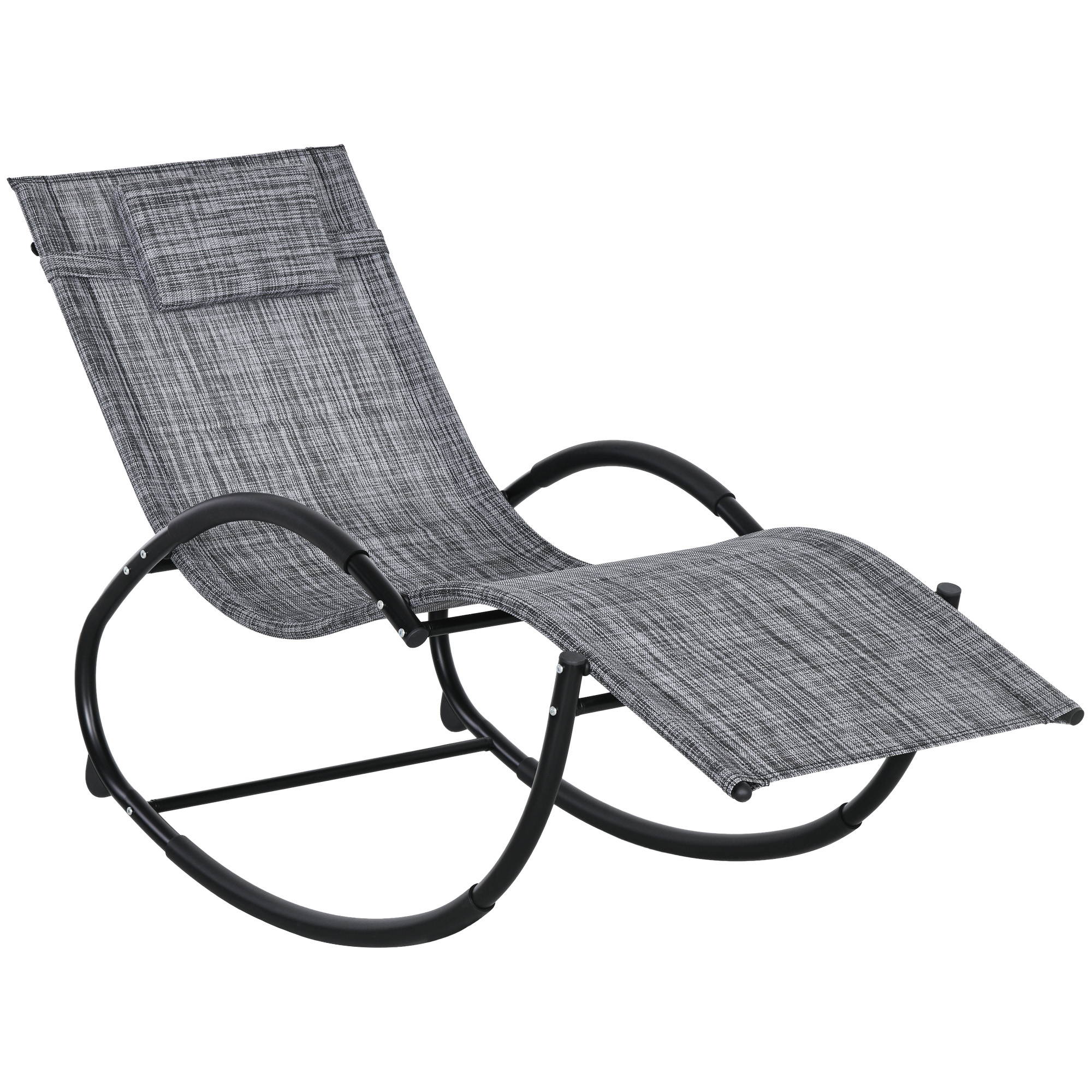 Chaise longue à bascule rocking chair design contemporain gris chiné