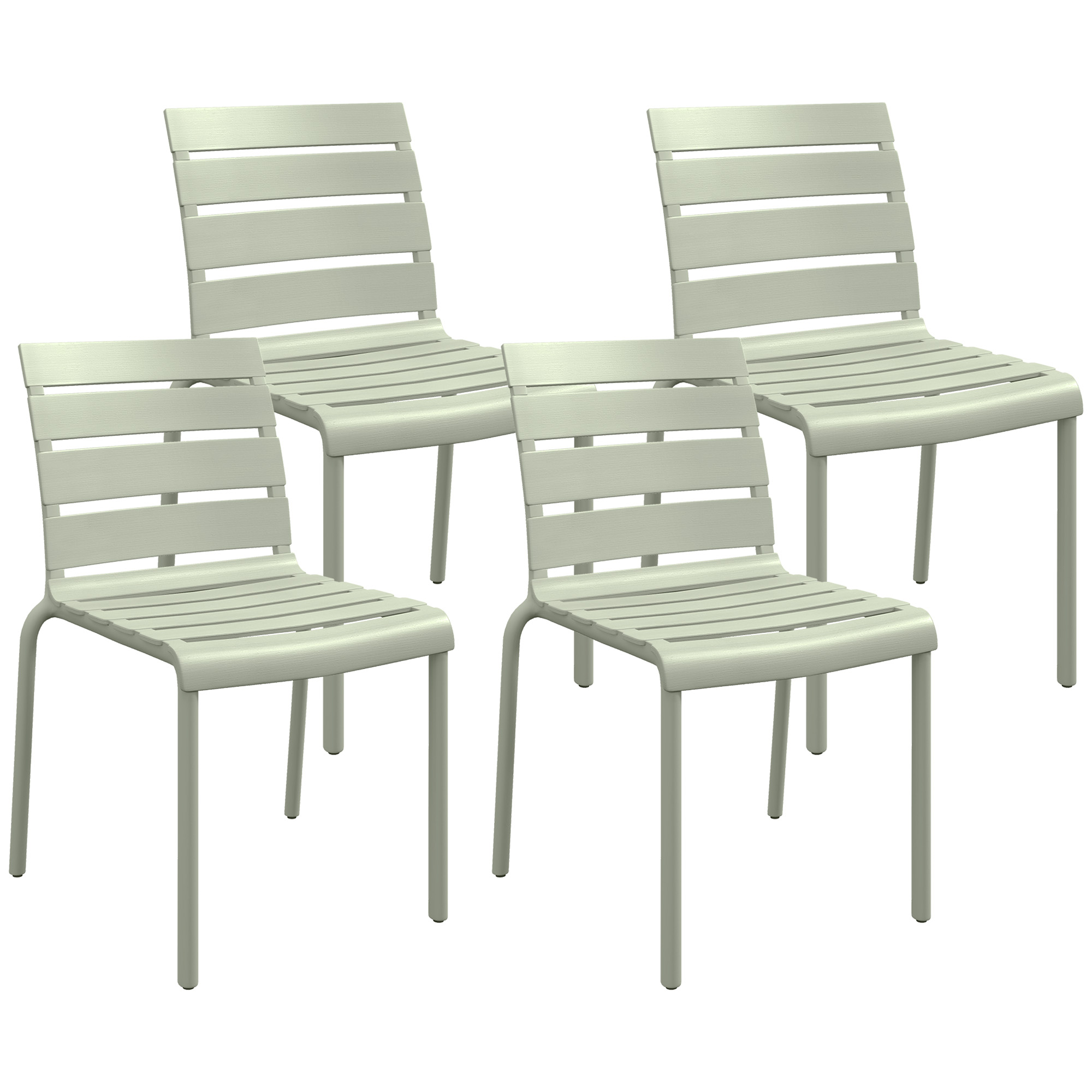 Lot de 4 chaises de jardin empilables assise dossier lattes vert