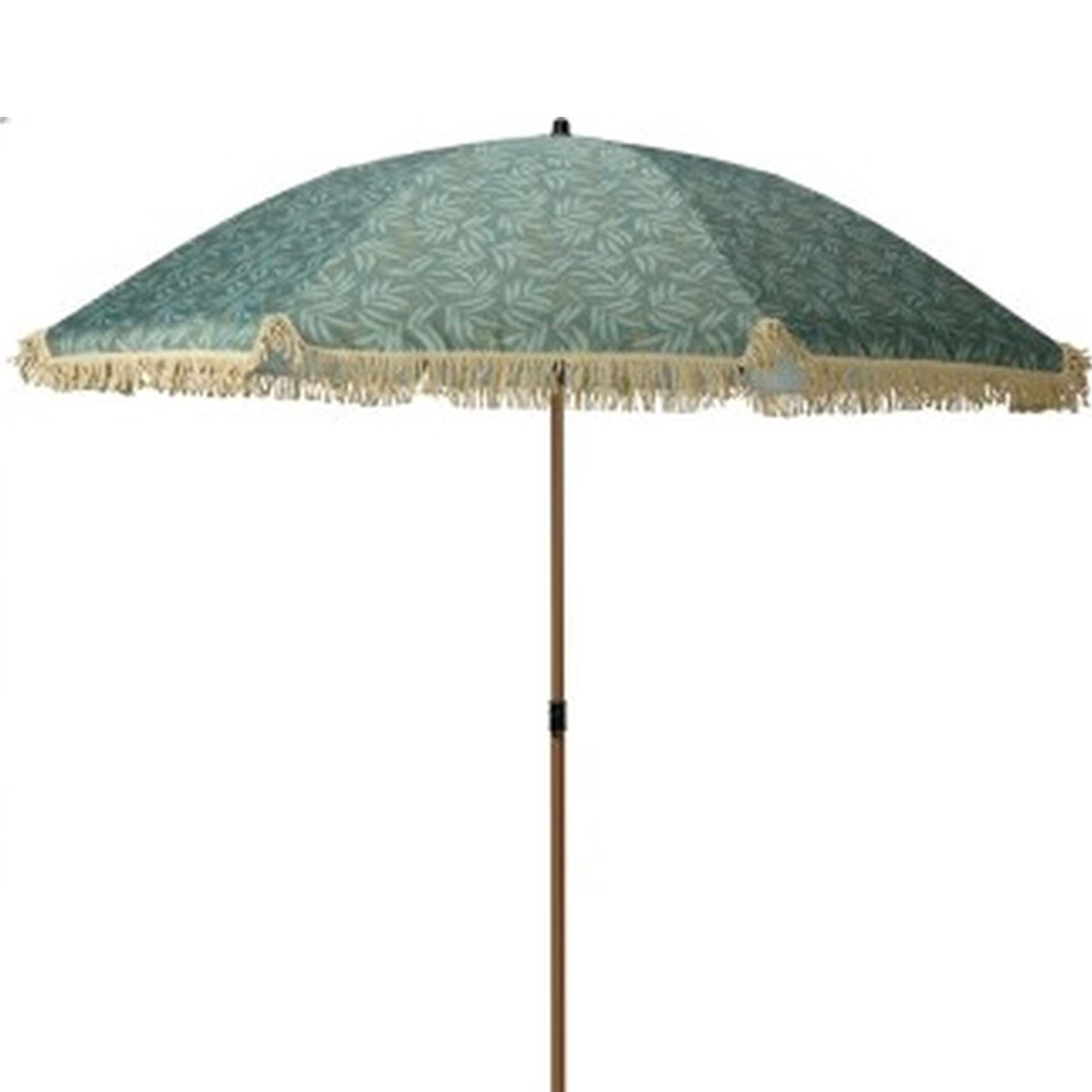 Parasol de plage vert feuillage avec frange diamètre 200cm