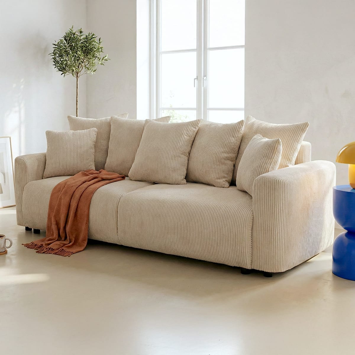 uma - Canapé convertible velours côtelé Beige - Vue supplémentaire 2