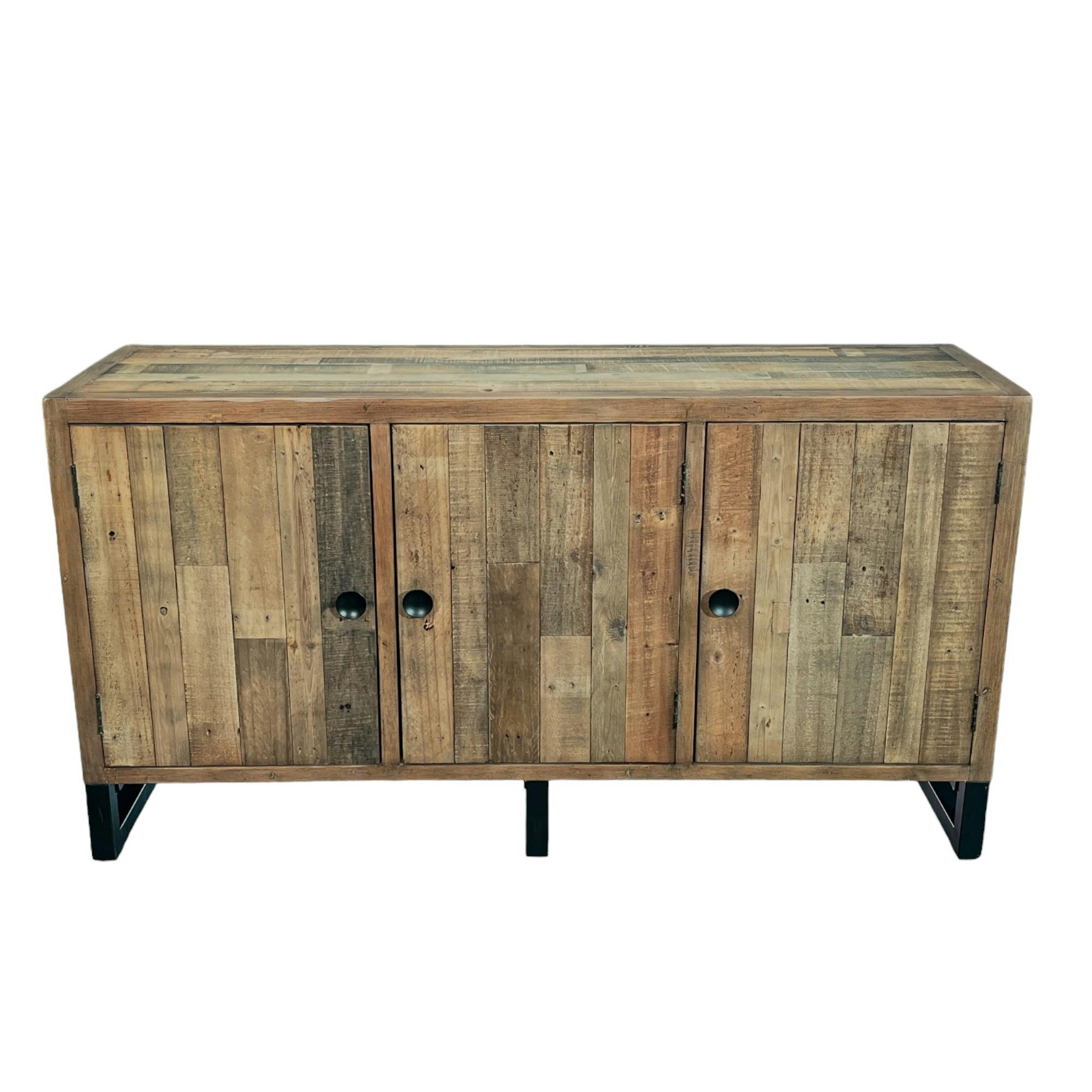Buffet industriel 3 portes en bois recyclé