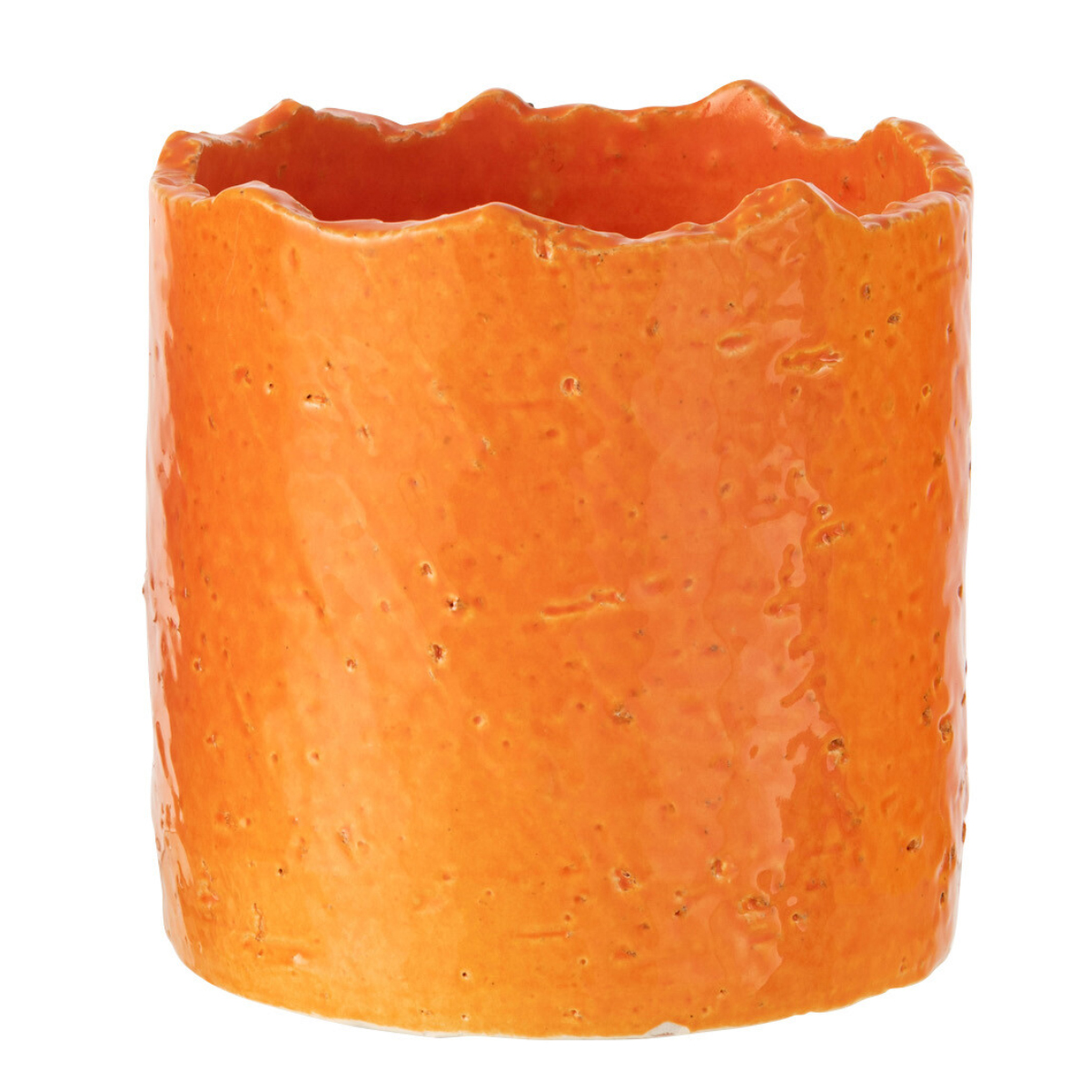 Cache pot orange en céramique H15 cm