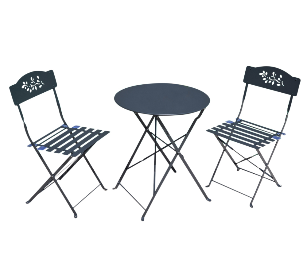 Ensemble repas de jardin 2 places en acier gris anthracite