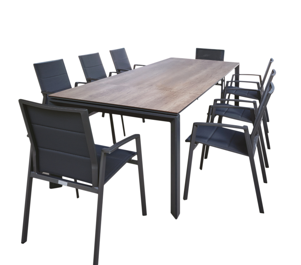 Ensemble repas de jardin 12 places en aluminium bois