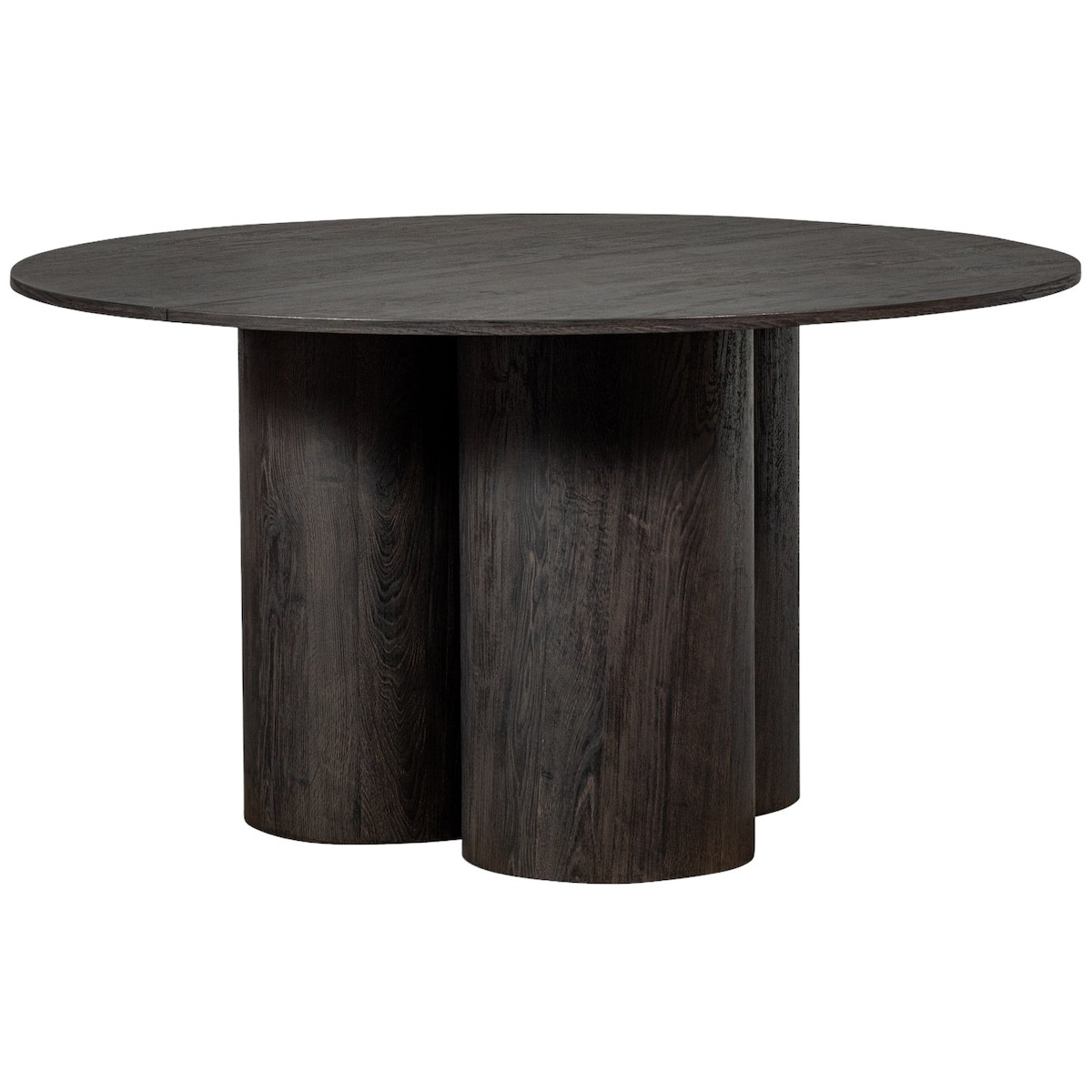 Table à manger rond avec 3-pied en bois marron foncé