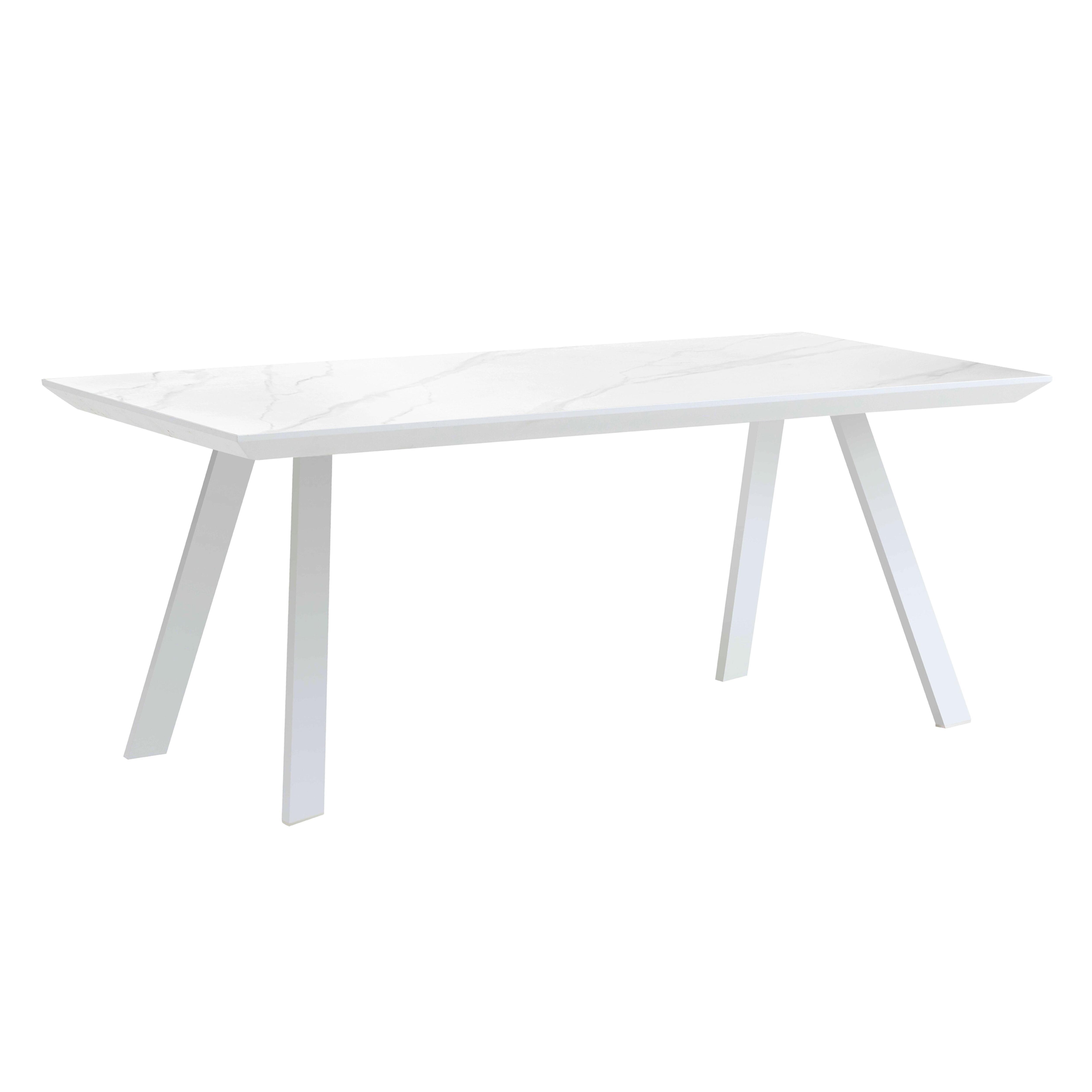 Table de jardin rectangulaire marbre blanc