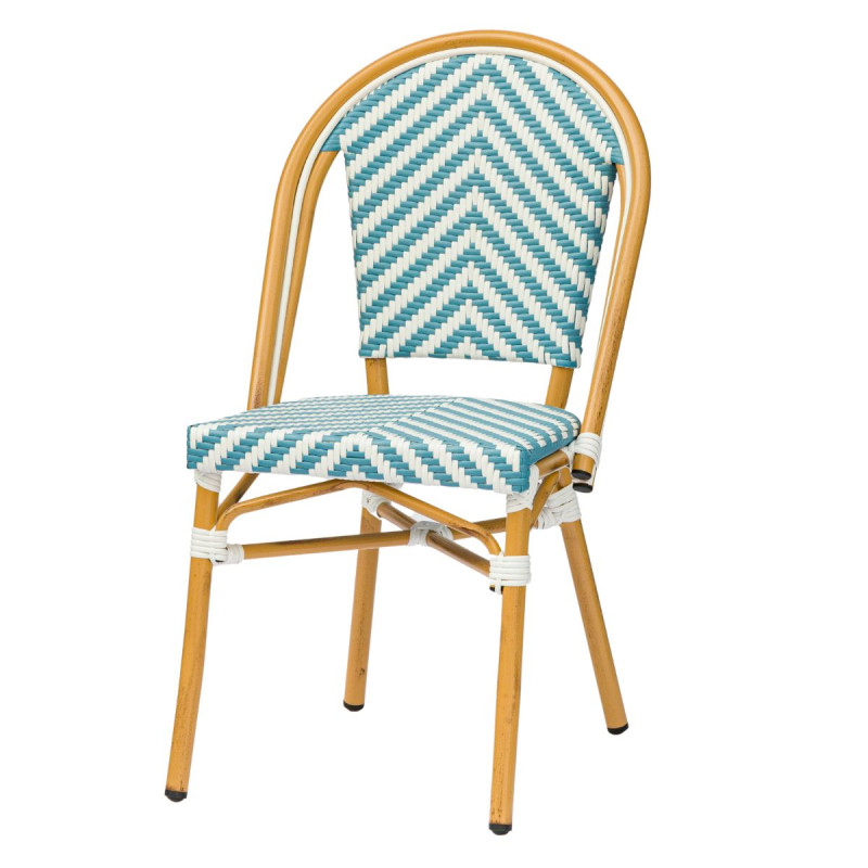 Chaise brasserie rayée bleue et blanche