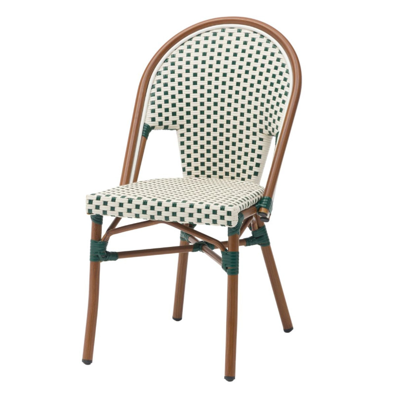 Chaise en polyrotin blanc et vert foncé