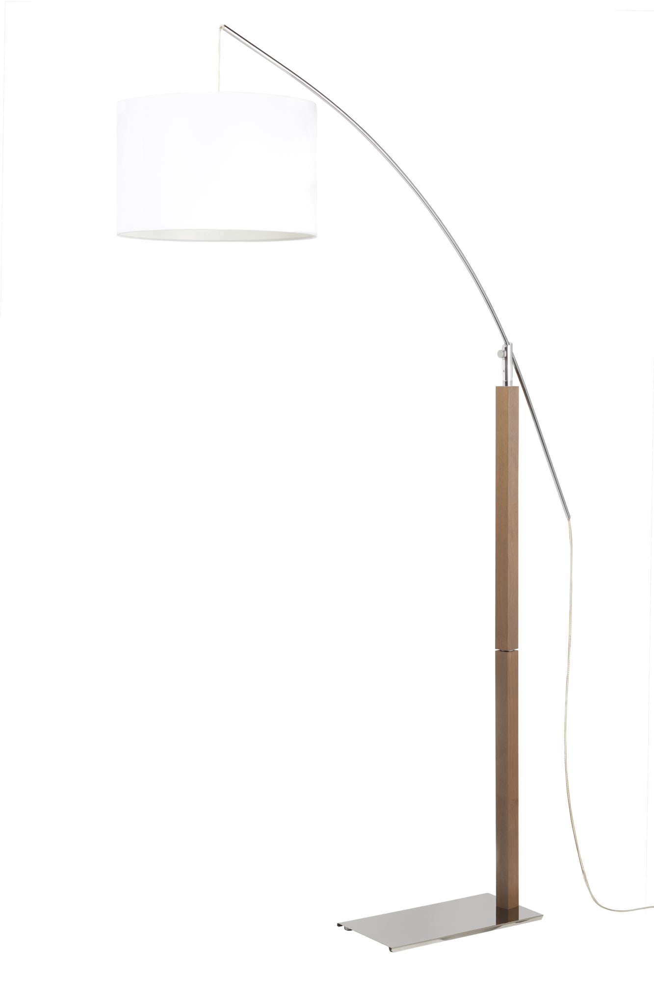Lampadaire en métal et bois Chêne gris H 190 cm