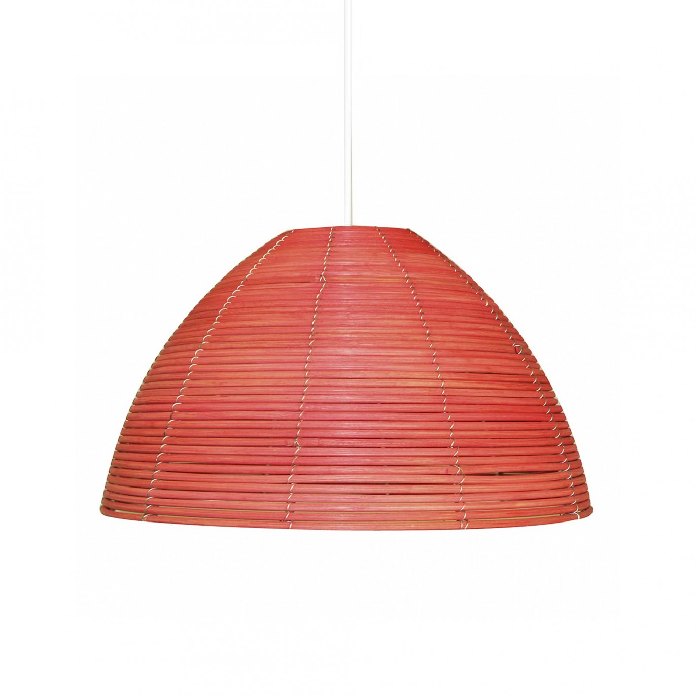 Suspension en moëlle de rotin rouge