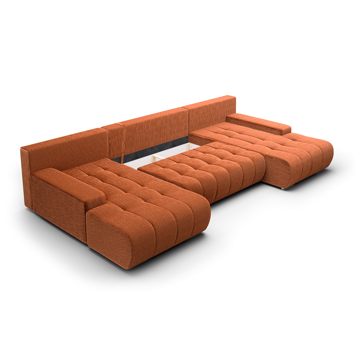 jonas - Canapé convertible velours côtelé Orange - Vue supplémentaire 2
