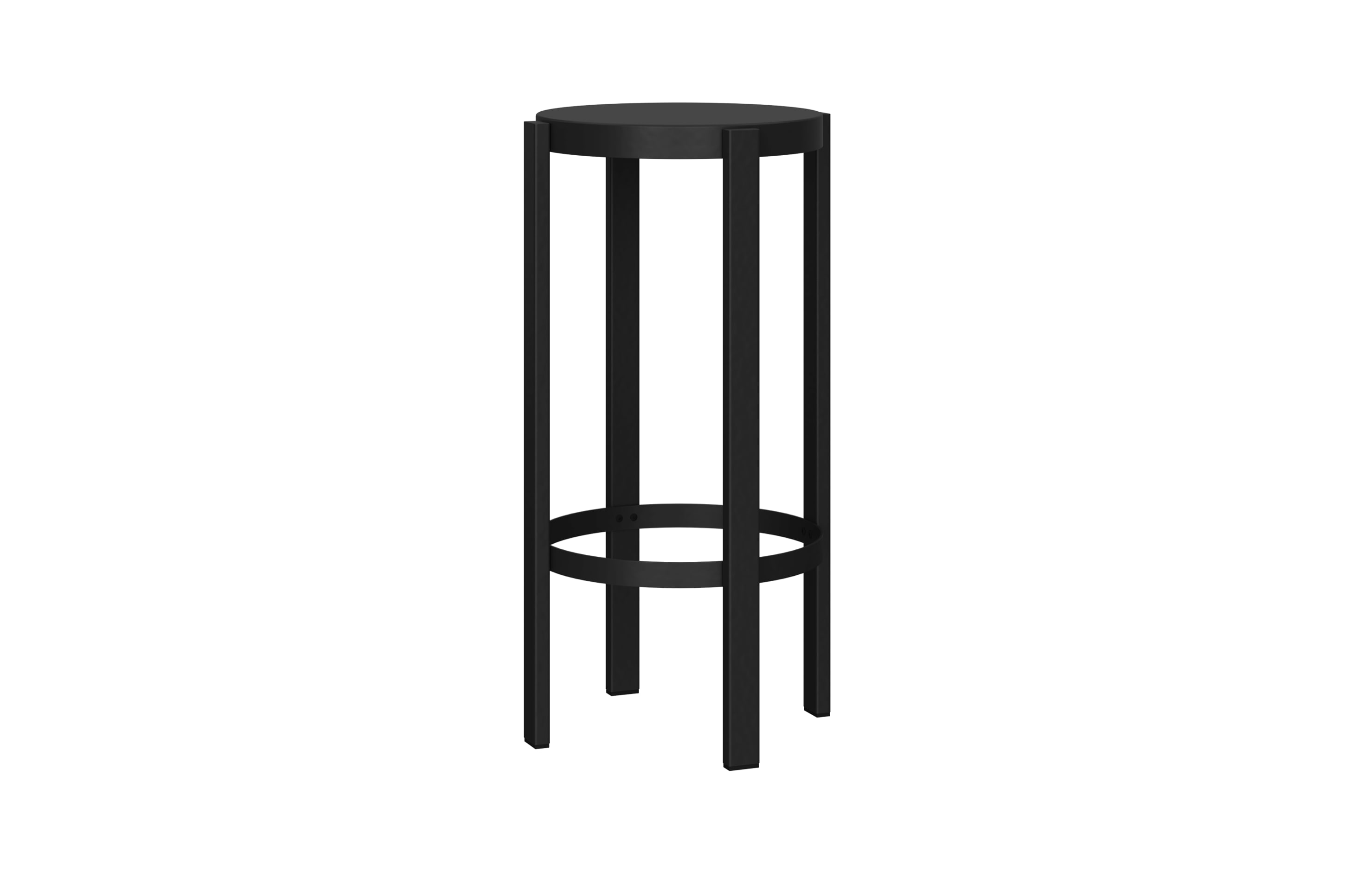 Tabouret de bar en acier robuste, noir, 75 cm