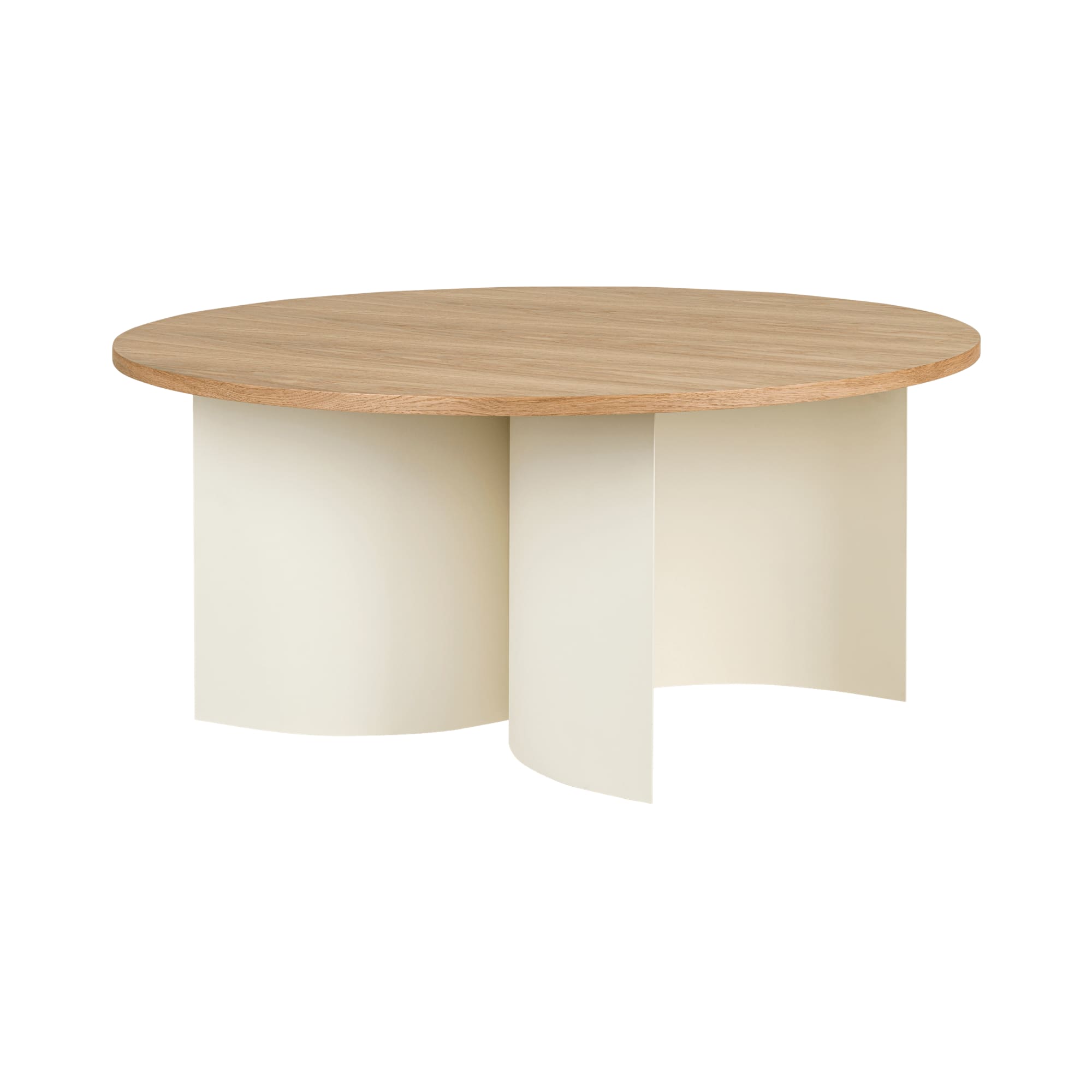Table basse ronde en bois de frêne, beige