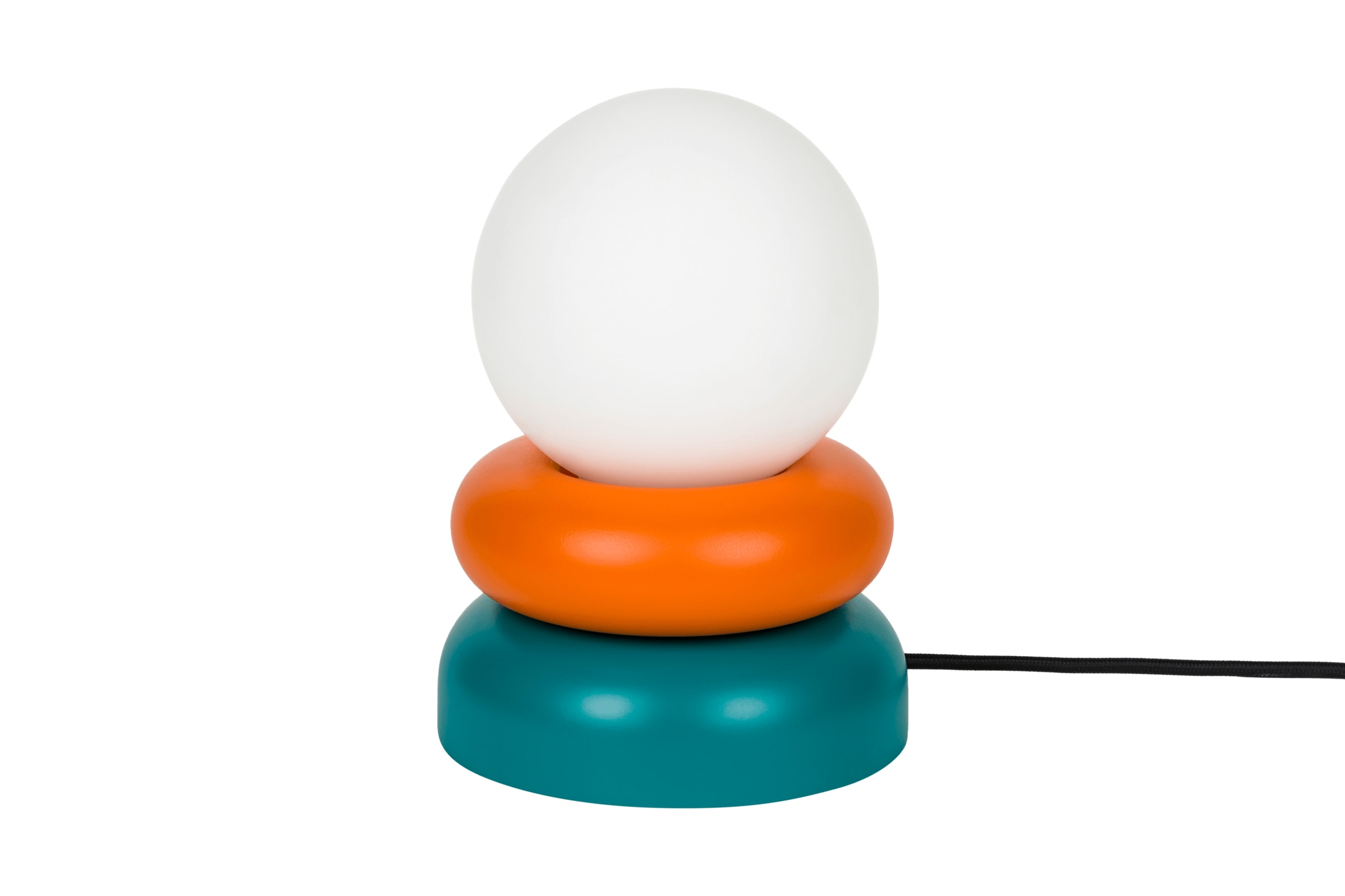 Lampe de table en bois massif, orange et vert