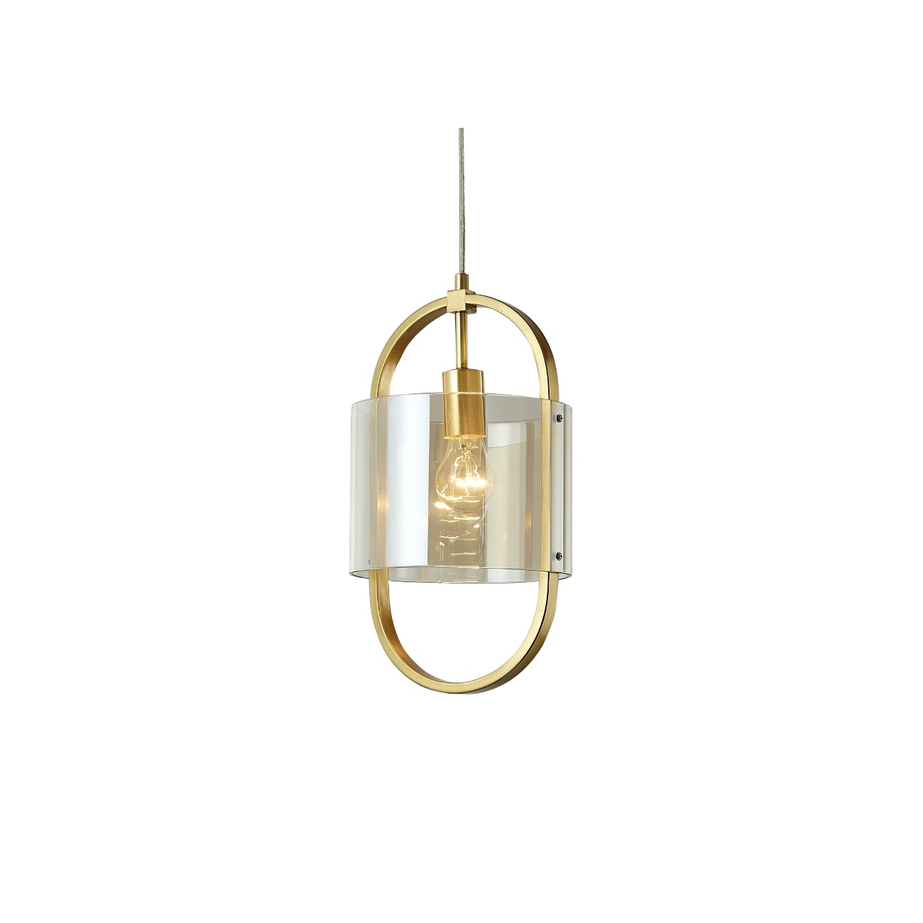 Suspension en verre Ambré et doré 36 cm