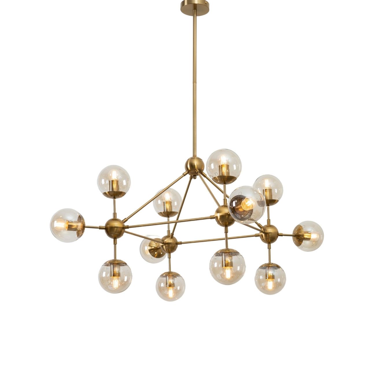 Suspension en verre Doré / Laiton 105 cm