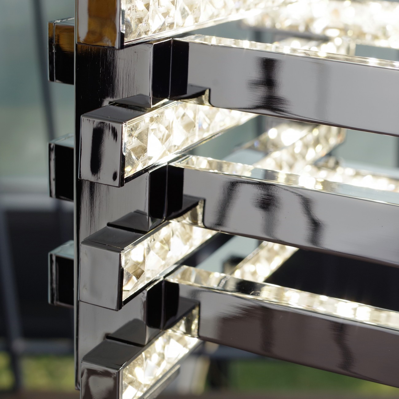 Suspension en verre Argenté / Chromé 90 cm